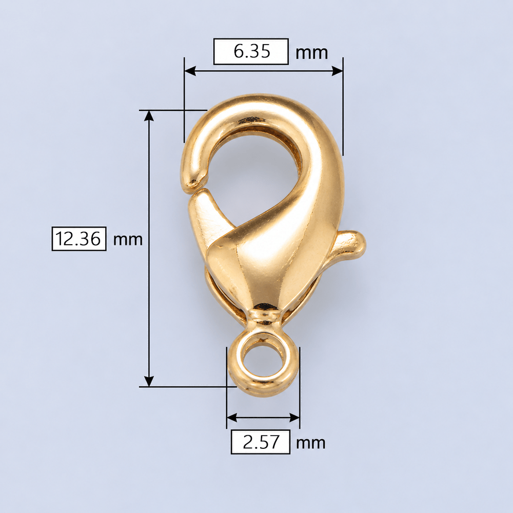 24K Gold Filled 12mm Minimalist Lobster Claw Clasps Closure Findings | Findings-00184