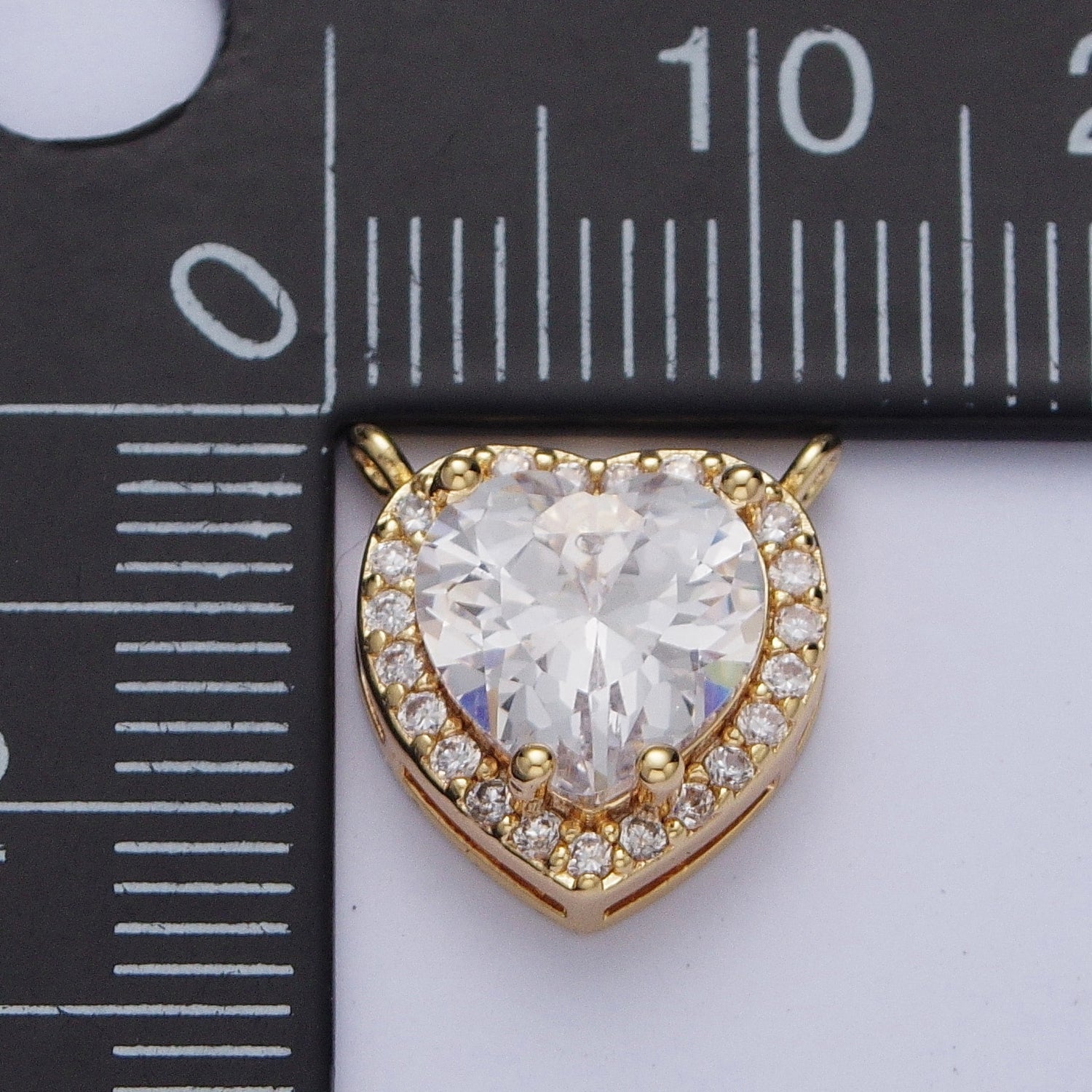 16K Gold Filled 11.5mm Clear Micro Paved CZ Heart Connector | G525