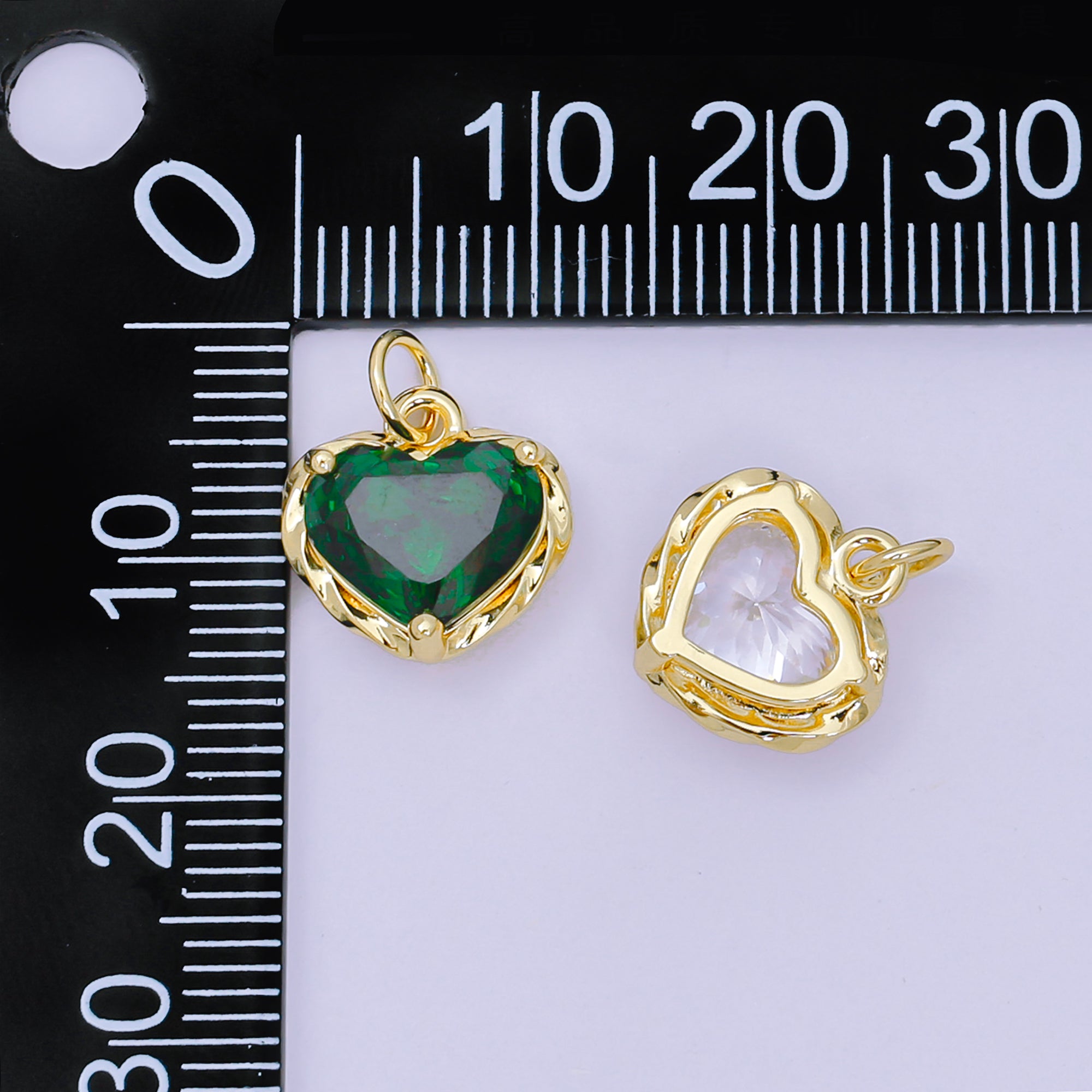 24K Gold Filled 16.9mm Heart-Shaped CZ Full of Heart Charm | AC-1568 - AC-1574