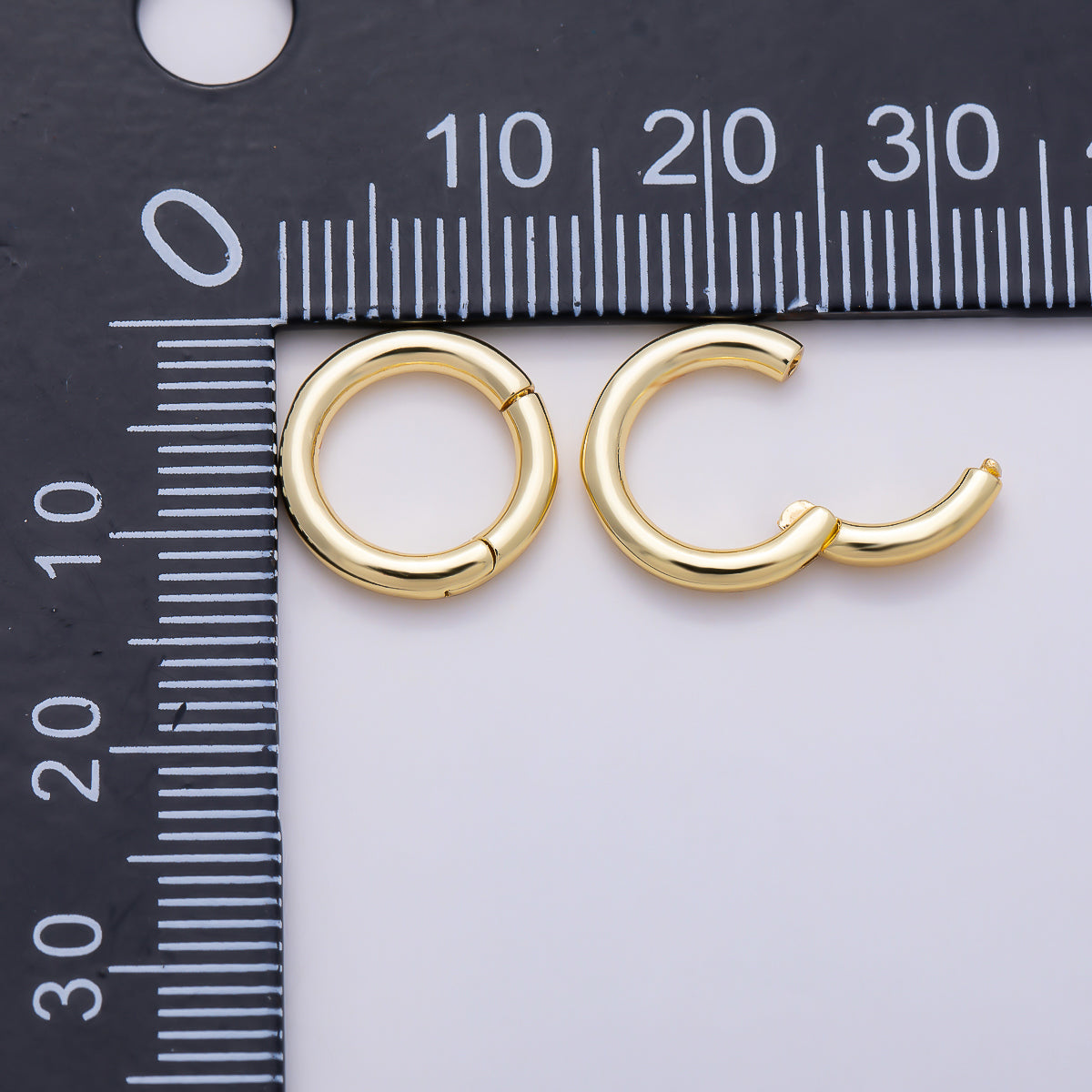 16K Gold Filled 12mm Round Clicker Hinge Spring Gate Ring Clasp | Findings-00549