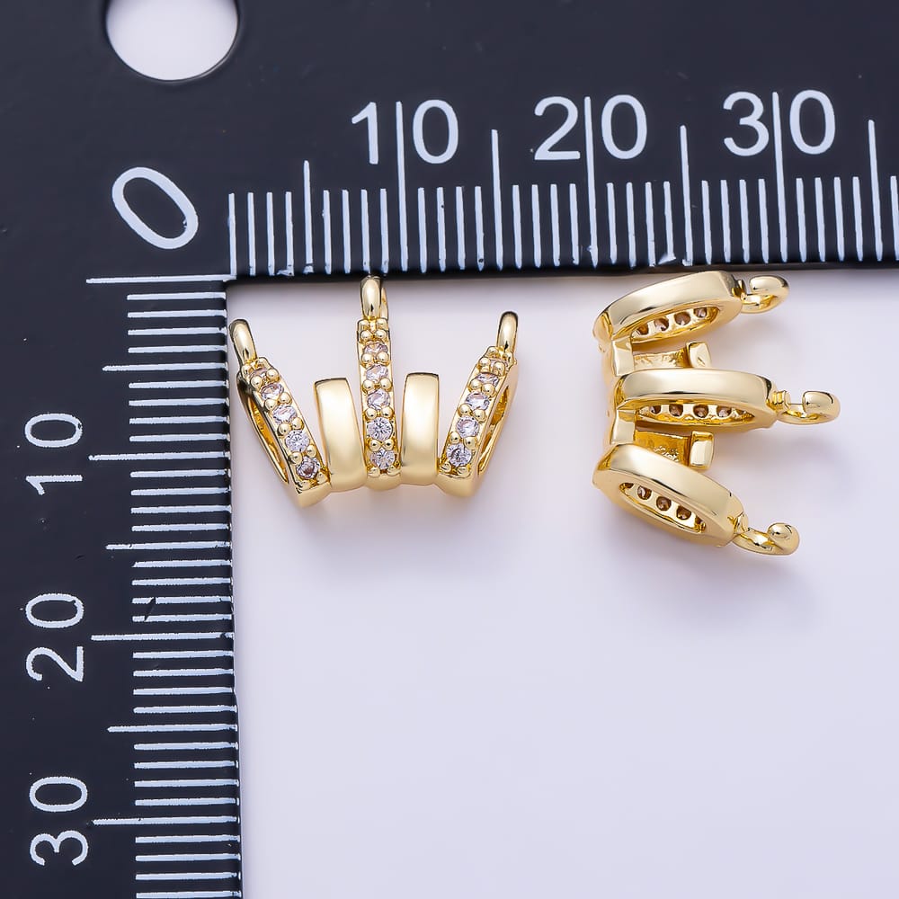 16K Gold Filled 15mm Micro Paved CZ Crown Link Connector | Connectors-00054