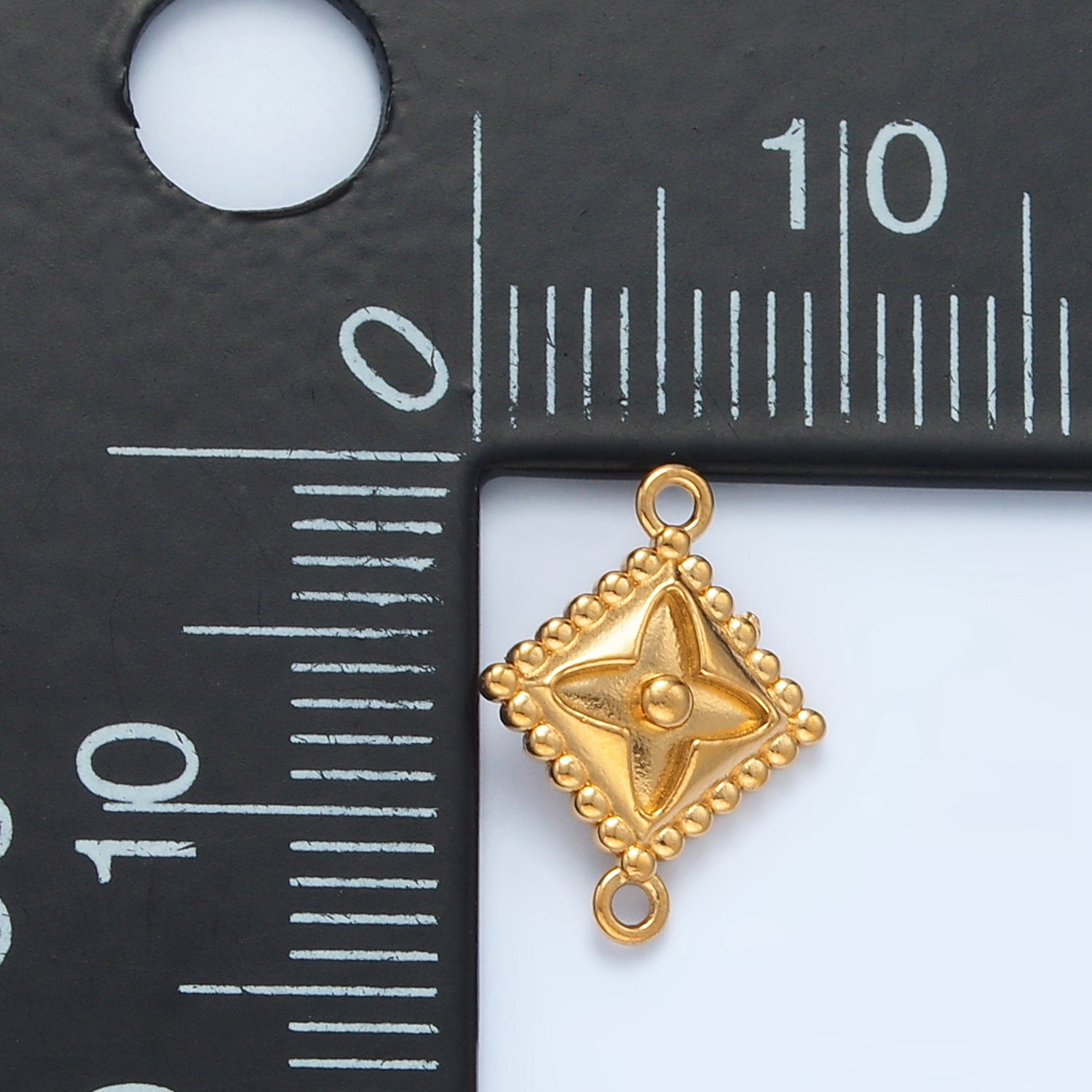 Stainless Steel 10mm Celestial Star Flower Dotted Outline Rhombus Connector | F197