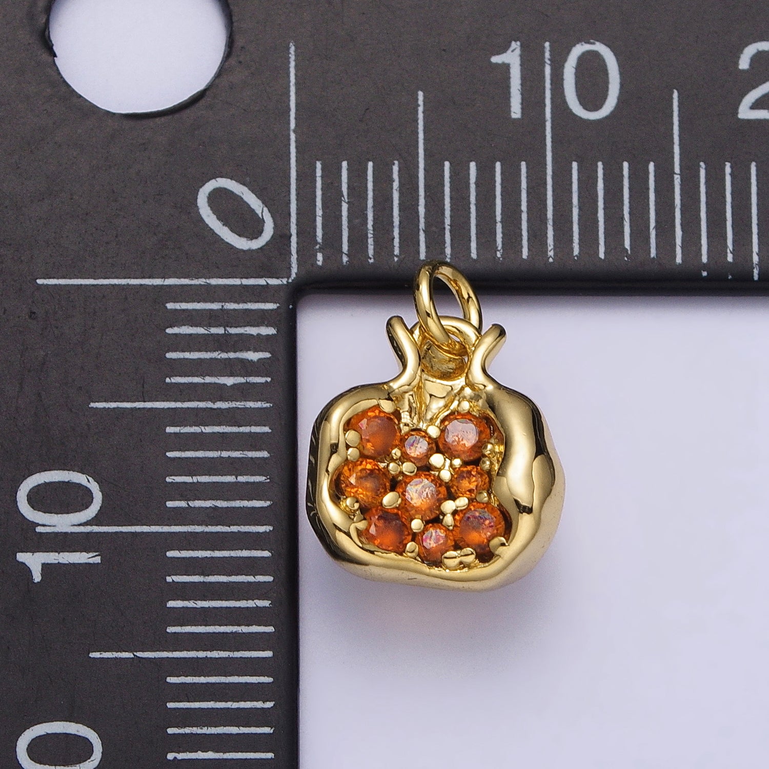 16K Gold Filled Fruit Pomegranate Vermilion Micro Paved CZ Mini Charm in Gold & Silver | AC-268 AC-269