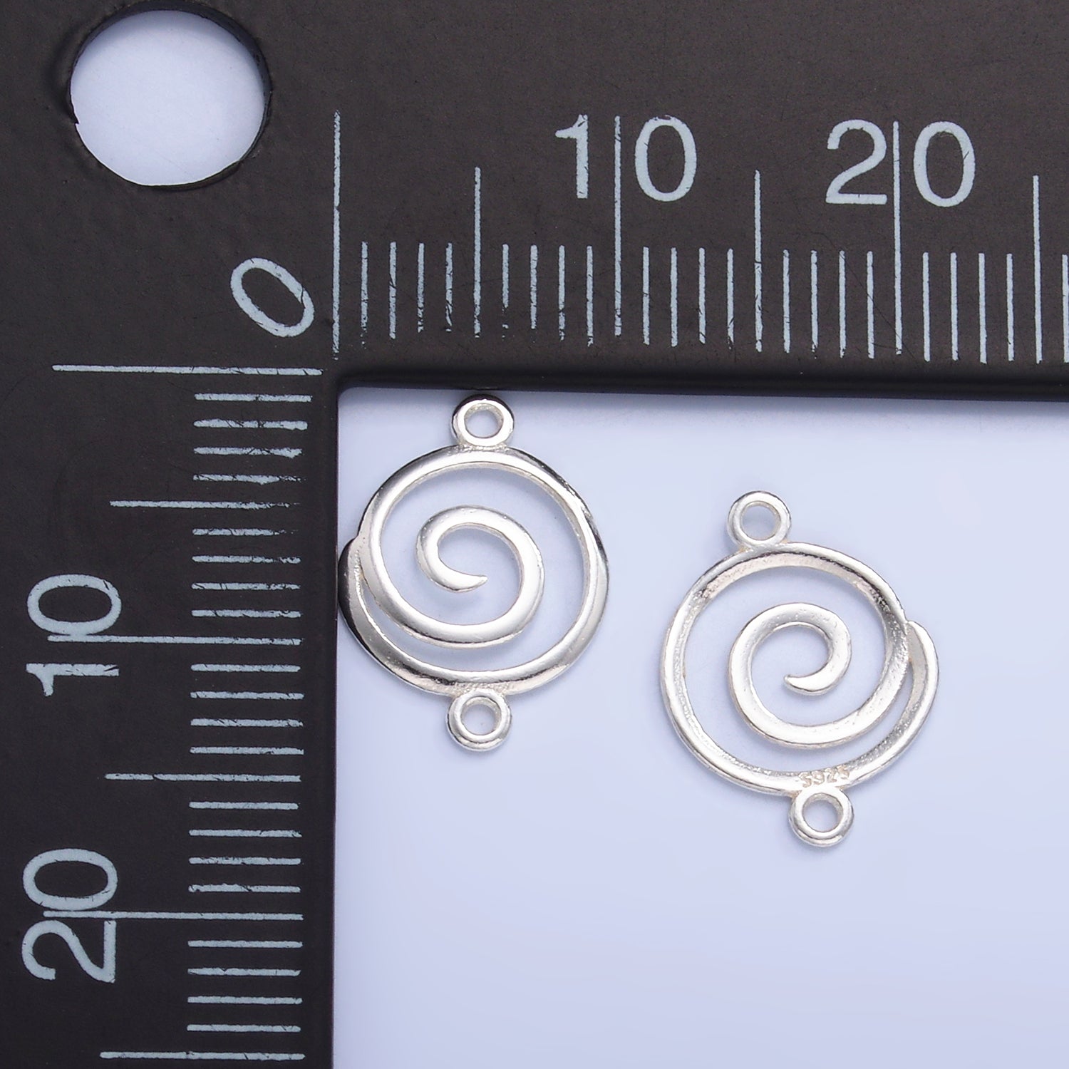 S925 Sterling Silver Minimalist Spiral Charm Connector in Gold & Silver | SL-593