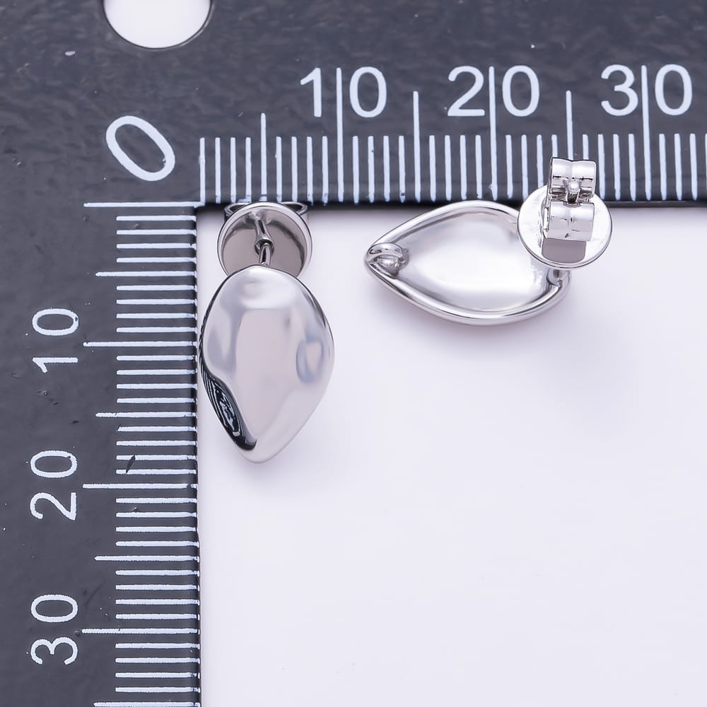 16K Gold Filled 35mm Geometric Molten Oval Dome Drop Stud Earring Findings in Gold & Silver | Findings-00621 Findings-00622