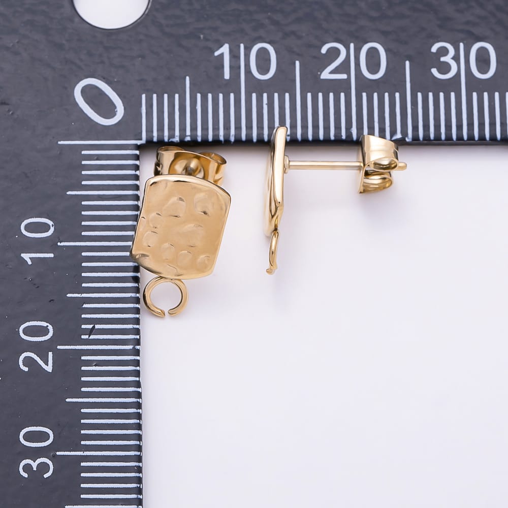 Stainless Steel 14mm Geometric Dotted Oblong Open Loop Drop Stud Earring Findings | Findings-00198