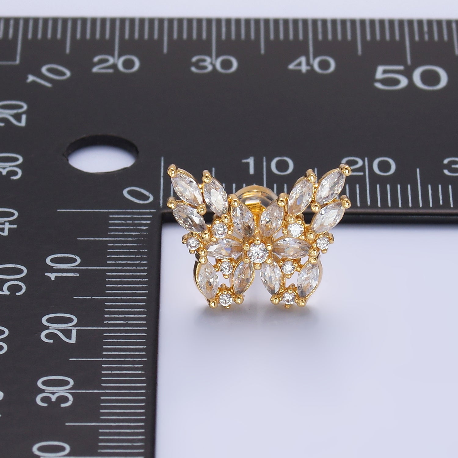 24K Gold Filled Marquise CZ Butterfly Insect Earring | AB984