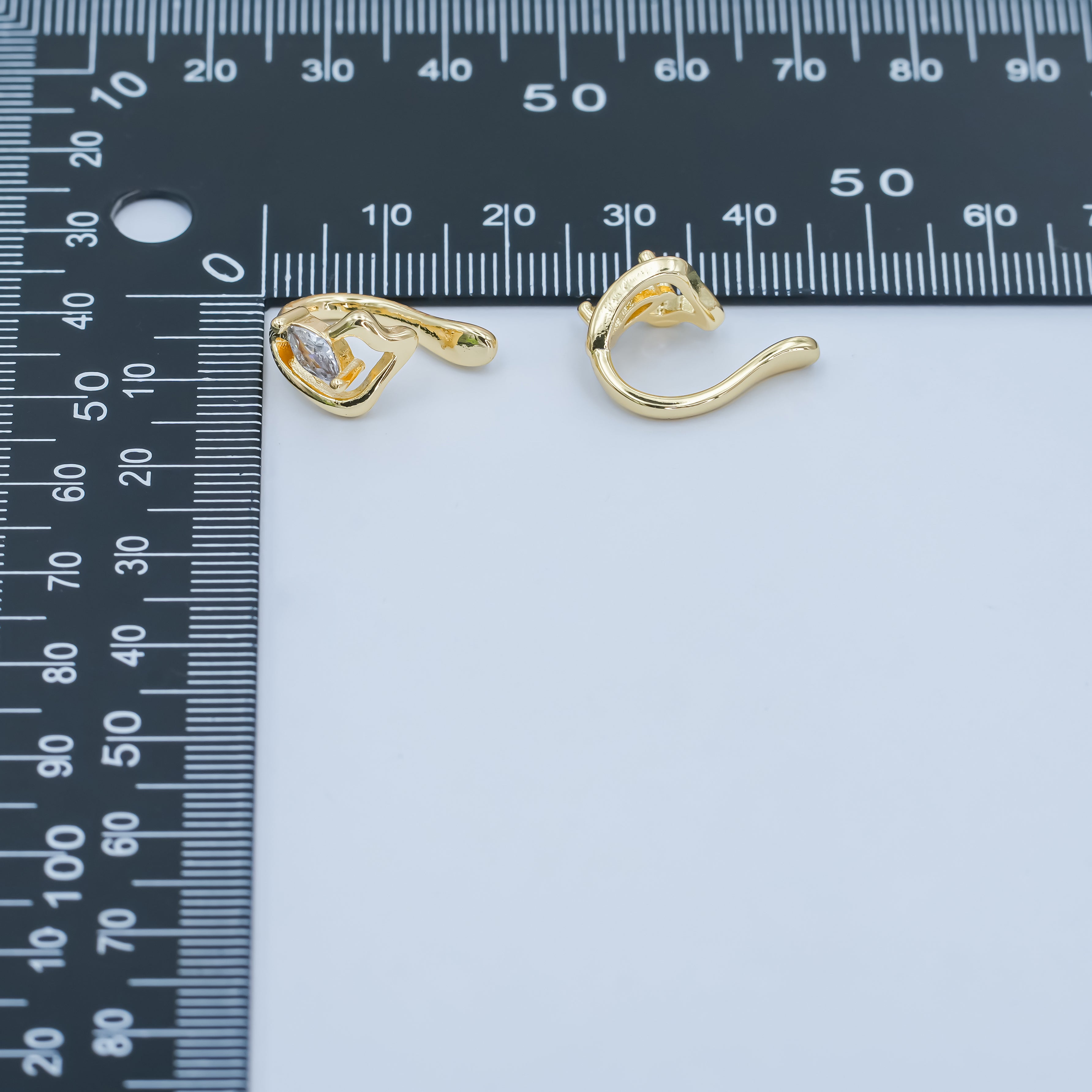 24K Gold Filled Marquise CZ Molten Ear Cuff Earring | AI047