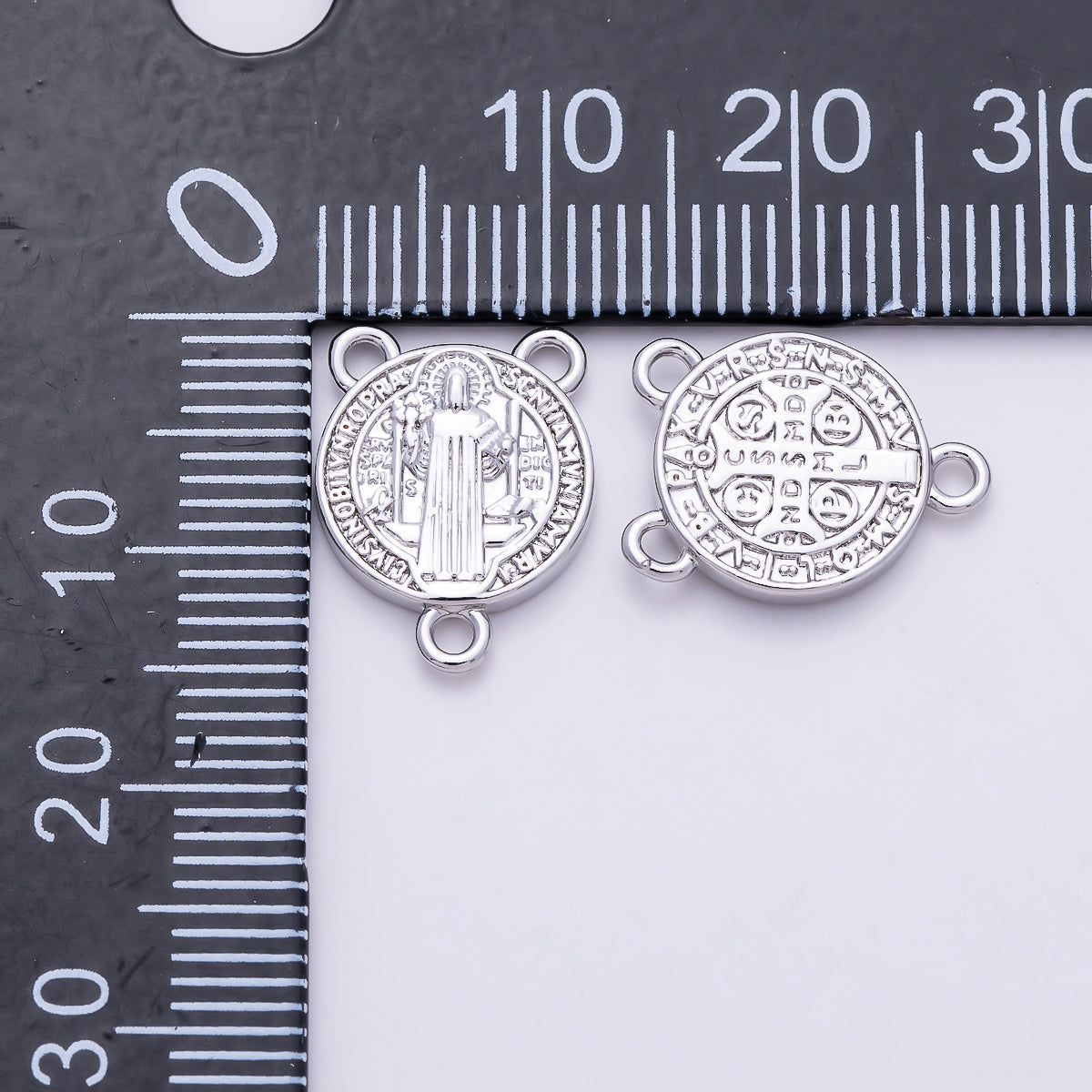 16K Gold Filled 11mm Saint Benedict Rosary Minimalist Round Triple Loop Connector in Gold & Silver |  Findings-00131 Findings-00423