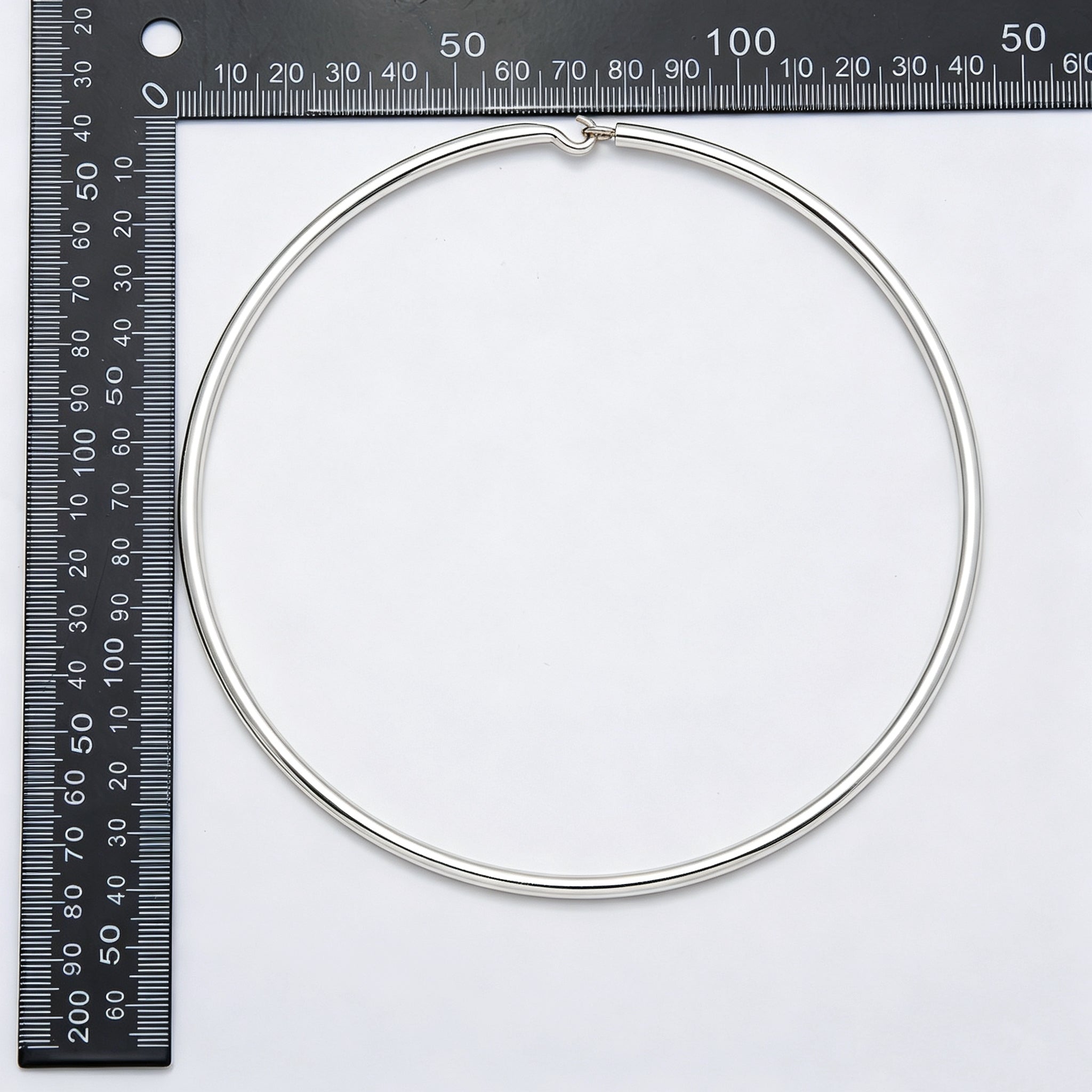 Rhodium Plated 4mm Minimalist Thick Wide Tube Torque Choker Floating Collar Necklace  | WA-04598