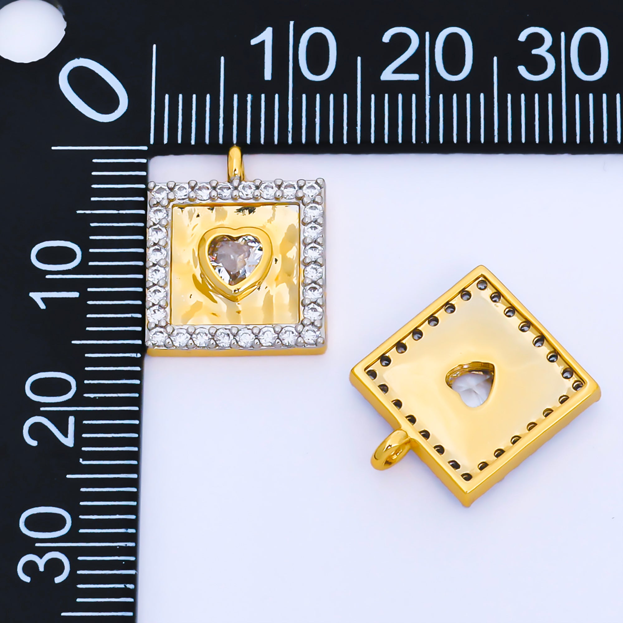 24K Gold Filled Tag Heart Pendant Mix Metal Love Charm | AF1560