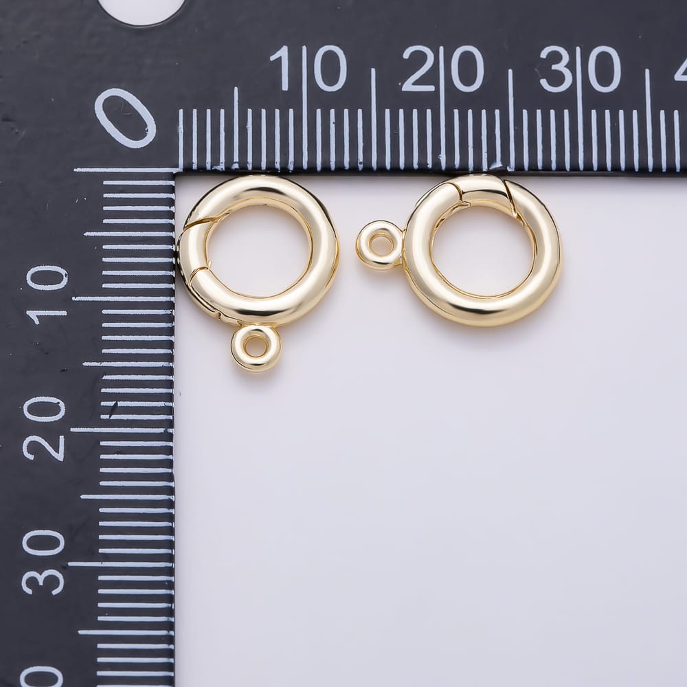 16K Gold Filled 15mm Minimalist Push Gate Round Spring Closure Findings | Findings-00683