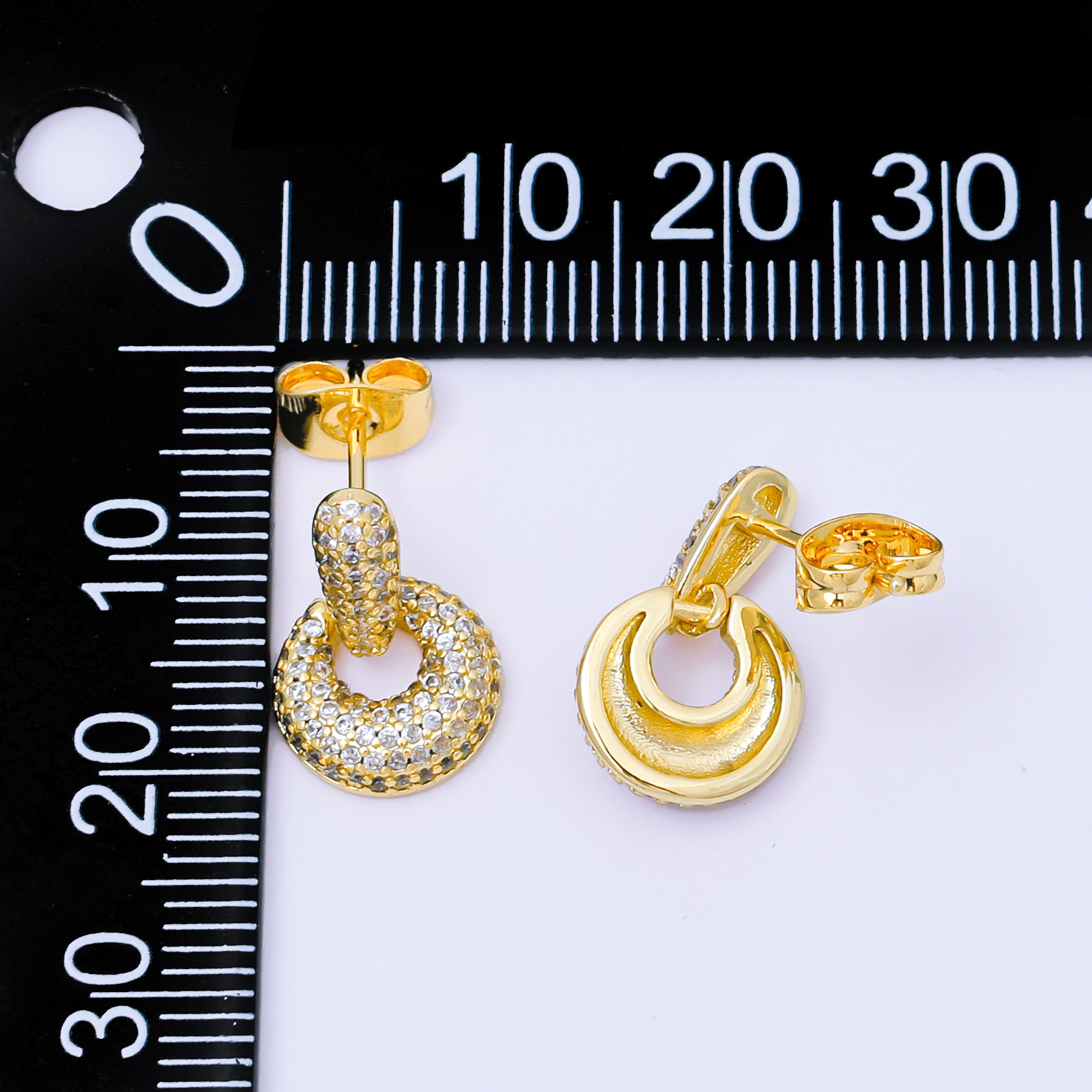 24K Gold Filled Micro Paved CZ Sparkle Door Knocker Earrings in Gold & Silver | AJ127 AJ128