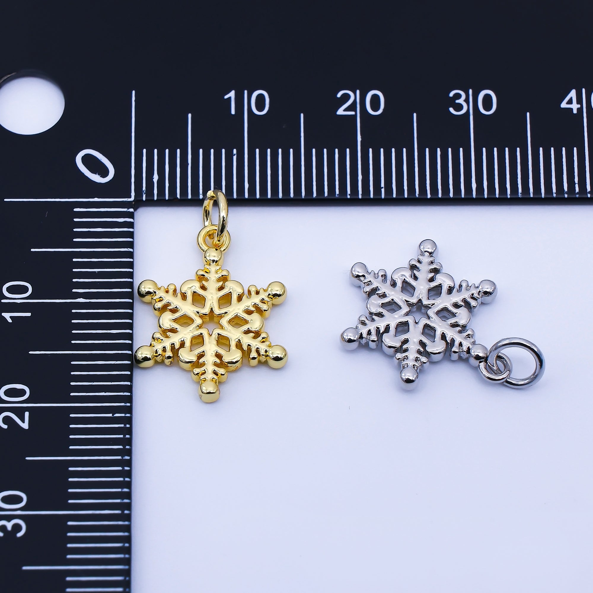 24K Gold Filled 17mm Snowdrop Minimalist Charm in Gold & Silver | C937