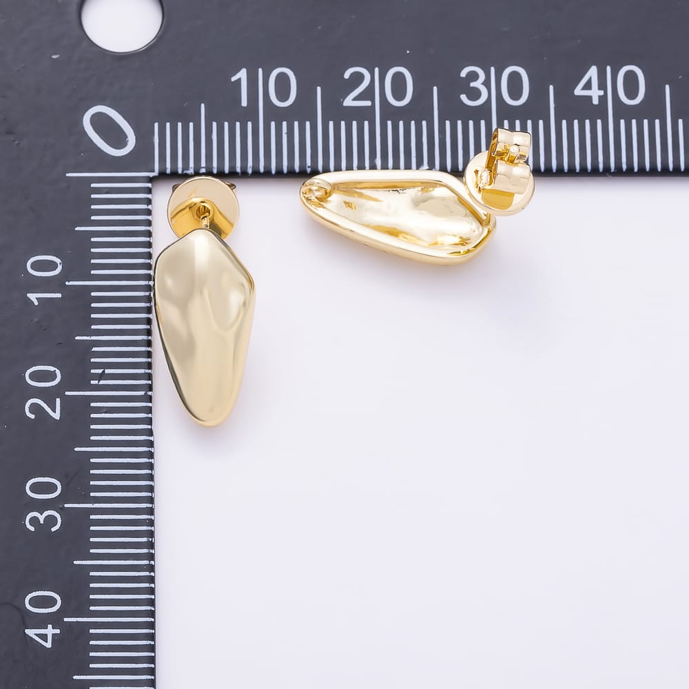 16K Gold Filled 17mm Molten Geometric Oblong Drop Stud Earring Findings in Gold & Silver | Findings-00627 Findings-00628