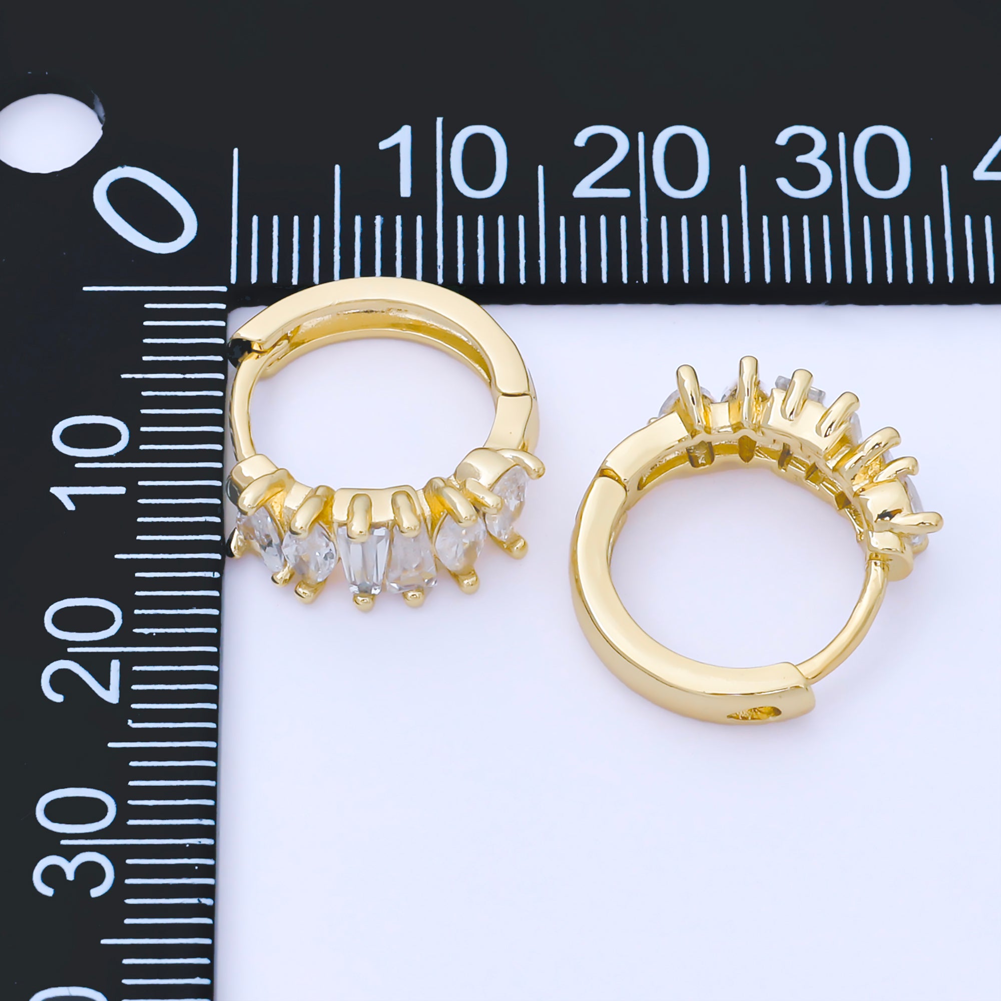24K Gold Filled 17mm Mixed-Cut CZ Cluster Lever Back Hoops Earrings | AB1626