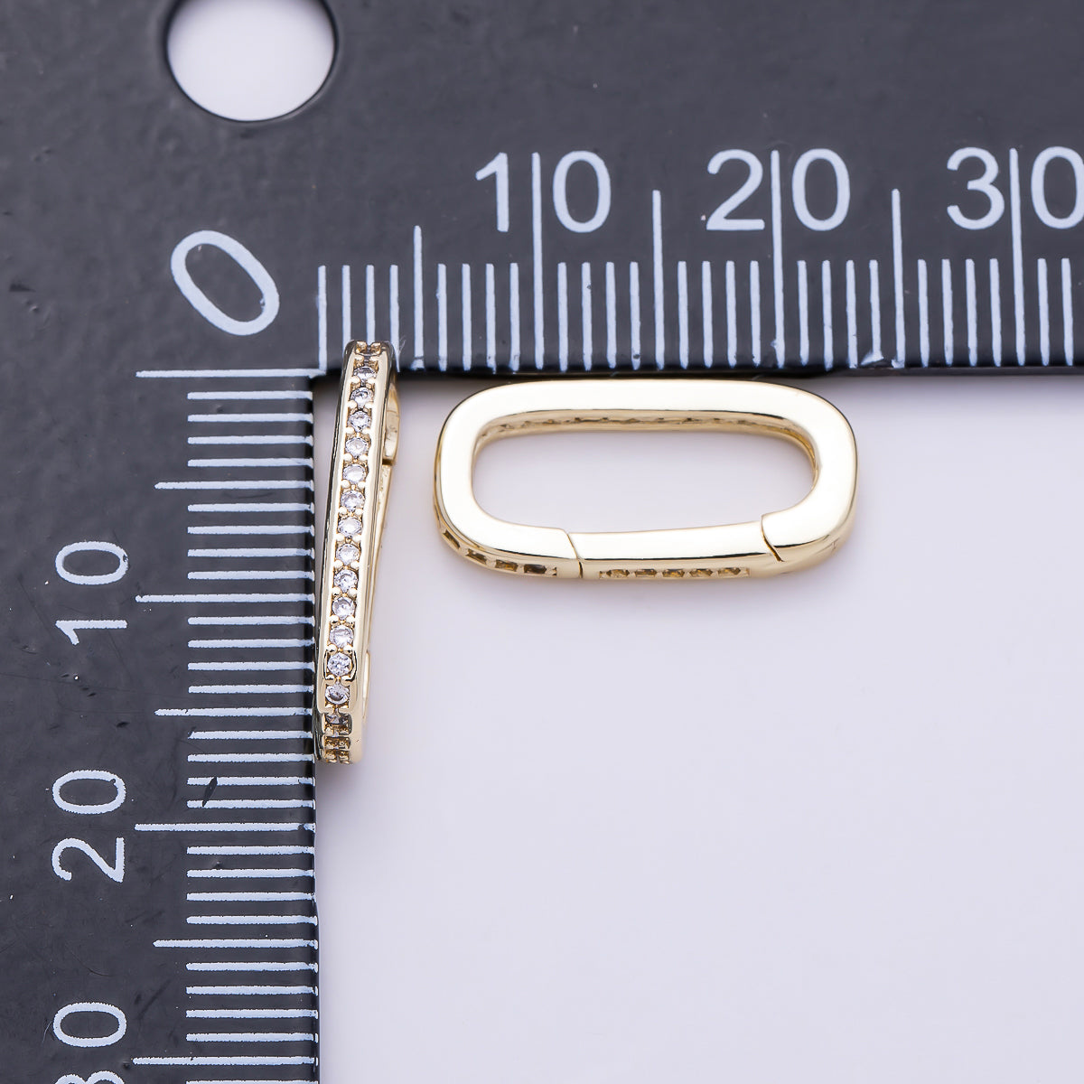 16K Gold Filled 17.5mm Micro Paved CZ Oblong Push Gate Enhancer Findings in Gold & Silver  | Findings-00424 Findings-00425