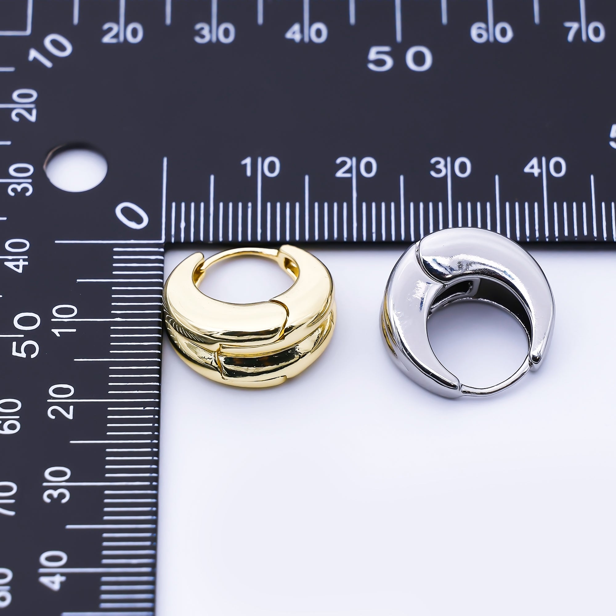 24K Gold Filled 17.5mm Minimalist Dome Hoop Earrings in Gold & Silver | AB1669 AB1670