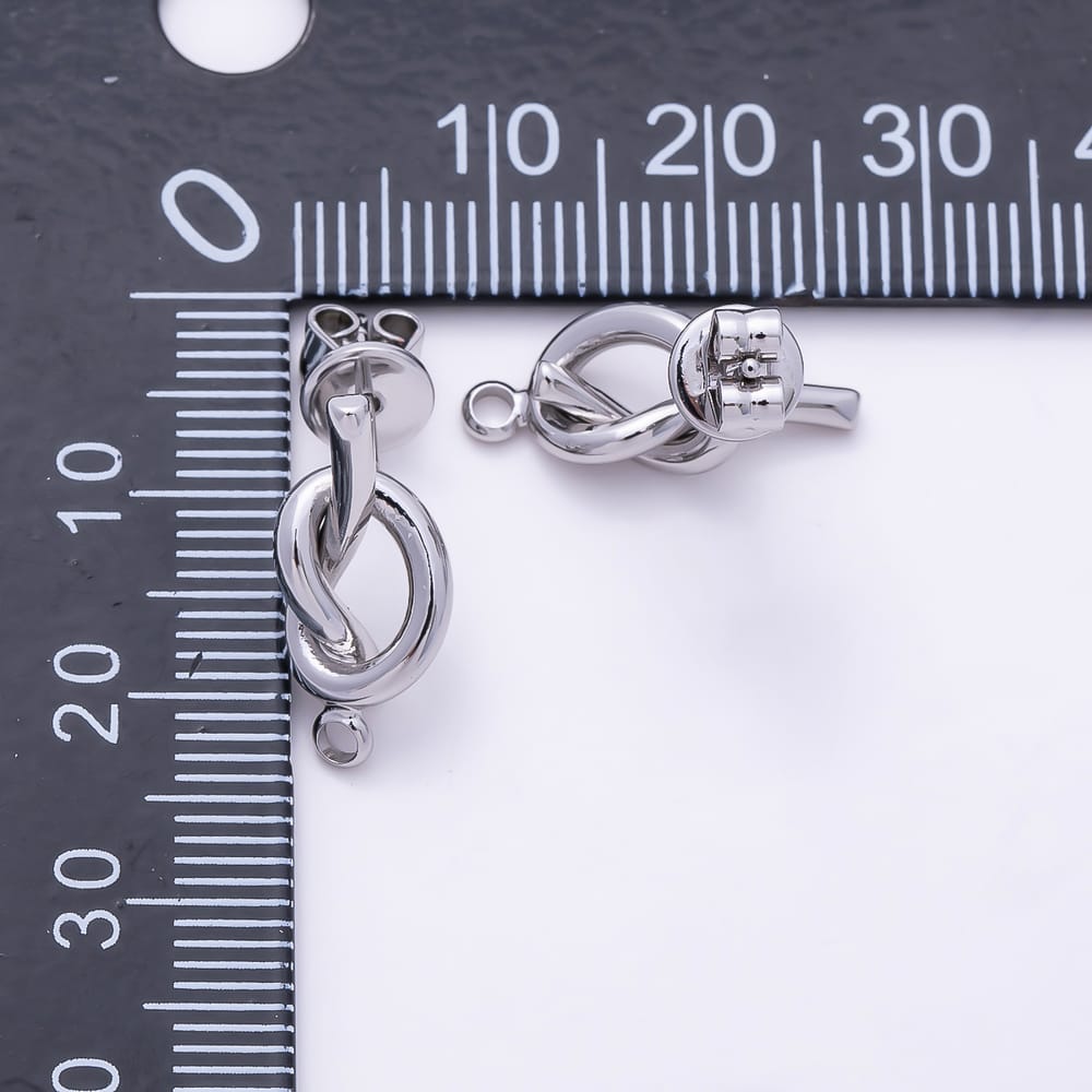 16K Gold Filled 18mm Minimalist Knot Knot Loop Drop Stud Earring Findings in Gold & Silver | Findings-00625 Findings-00626