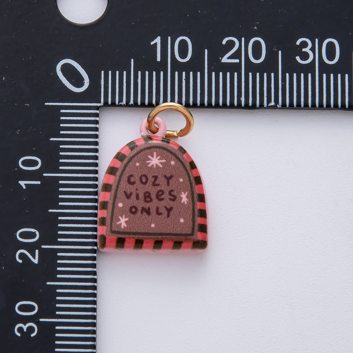 18K Gold Filled 18.8mm "Cozy Vibes Only" Double Sided Enamel Charm | AF1619