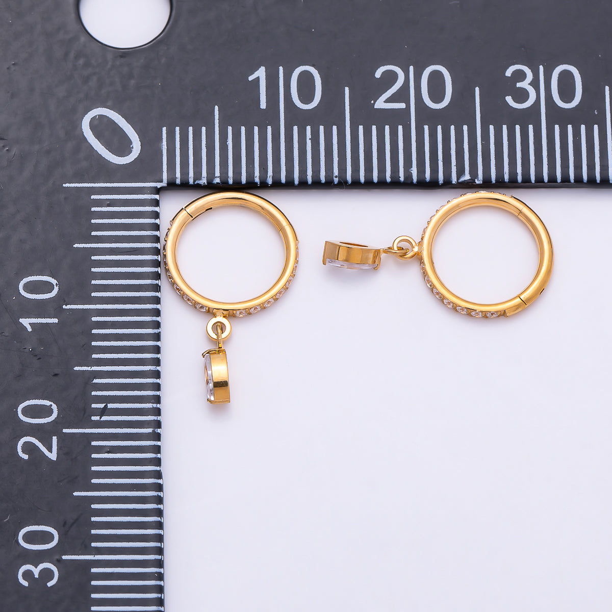 Titanium 10.5mm Marquise Micro Paved CZ Oval Universal Cartilage Piercing Clicker in Gold & Silver | Findings-00464 Findings-00465