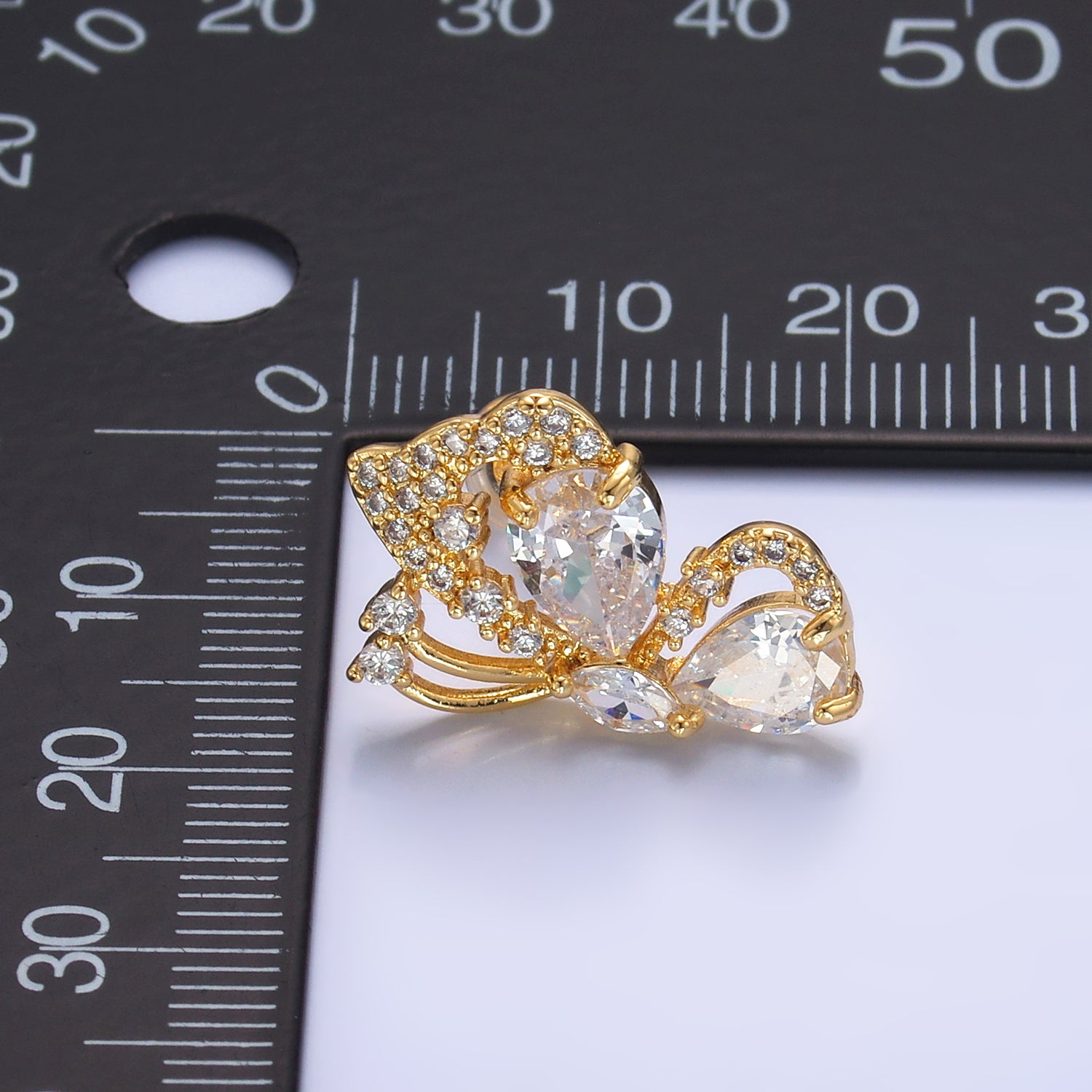 24K Gold Filled CZ Micro Paved Butterfly Insect Earrings Set | AB986