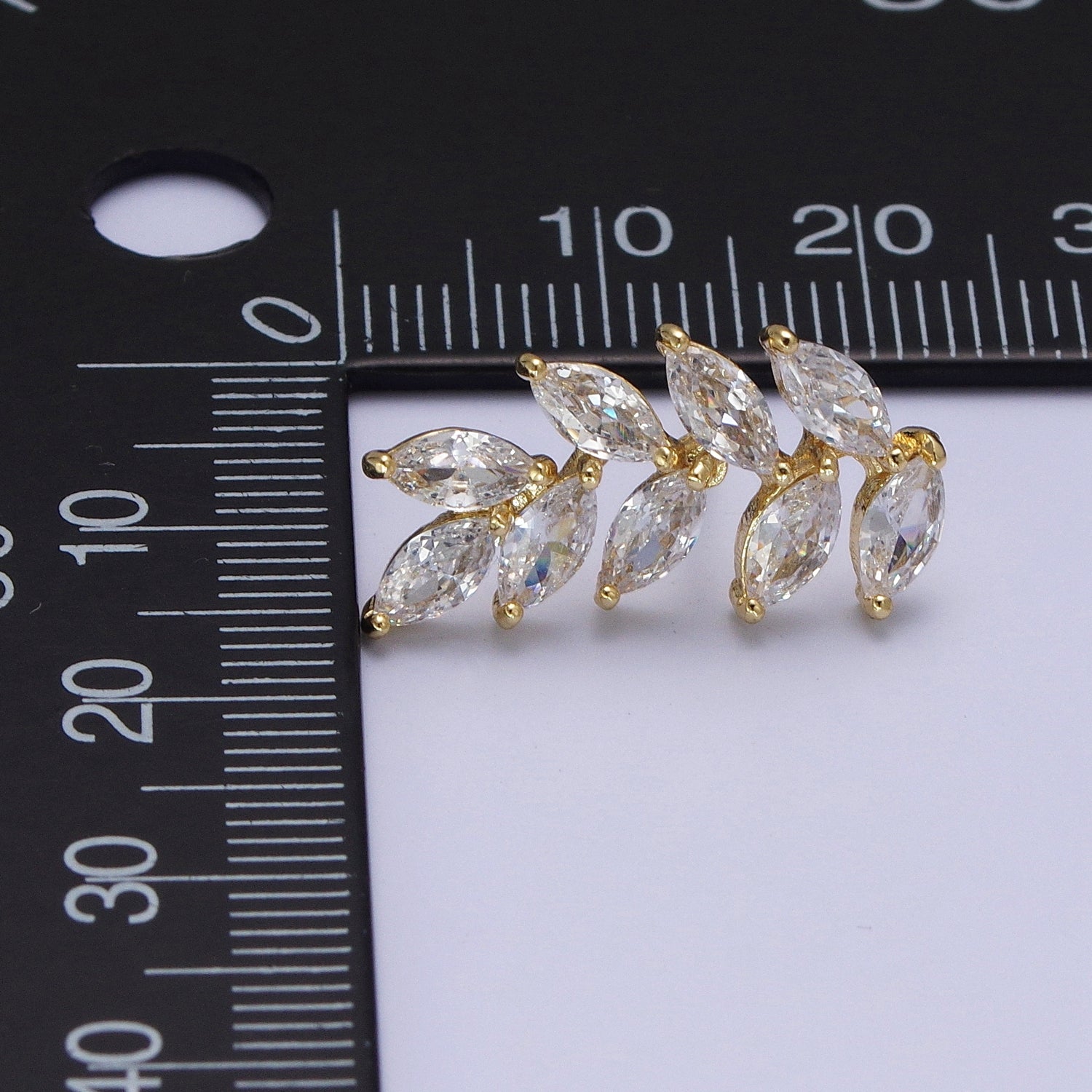14K Gold Filled 20mm Marquise CZ Leaf Stud Earrings | AD-546