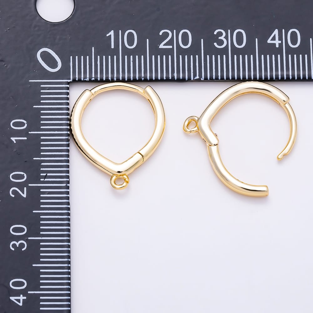 16K Gold Filled 21mm Simple Plain V-Shape Huggie Hoop Earring | Findings-00600