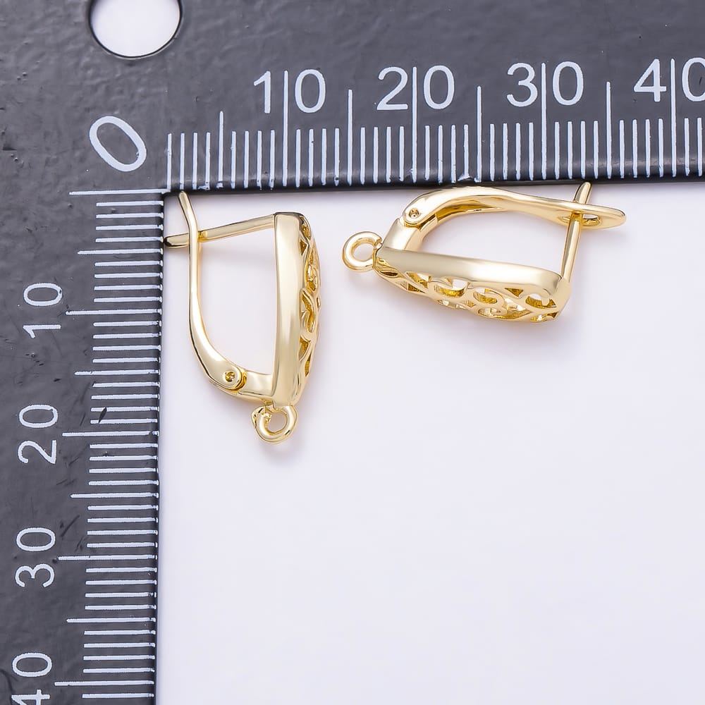 16K Gold Filled 21mm Vintage Filigree Leverback Earring Findings | Findings-00598 - Findings-00599