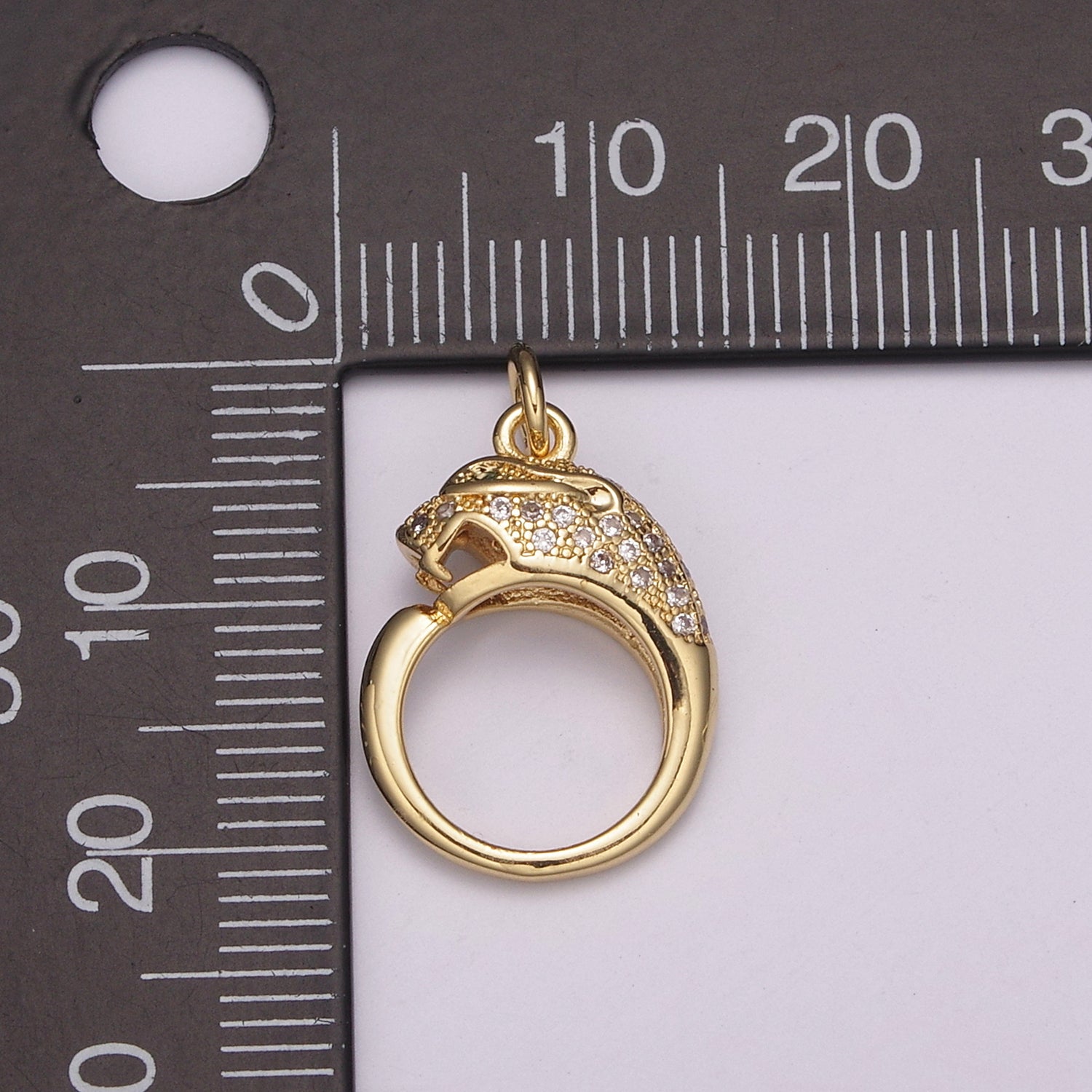 Gold Leopard Charm Ring, Panther Pendant For Women, Micro Pave Leopard Jaguar Animal Charm for Necklace Bracelet Earring | E-701 E-702 |