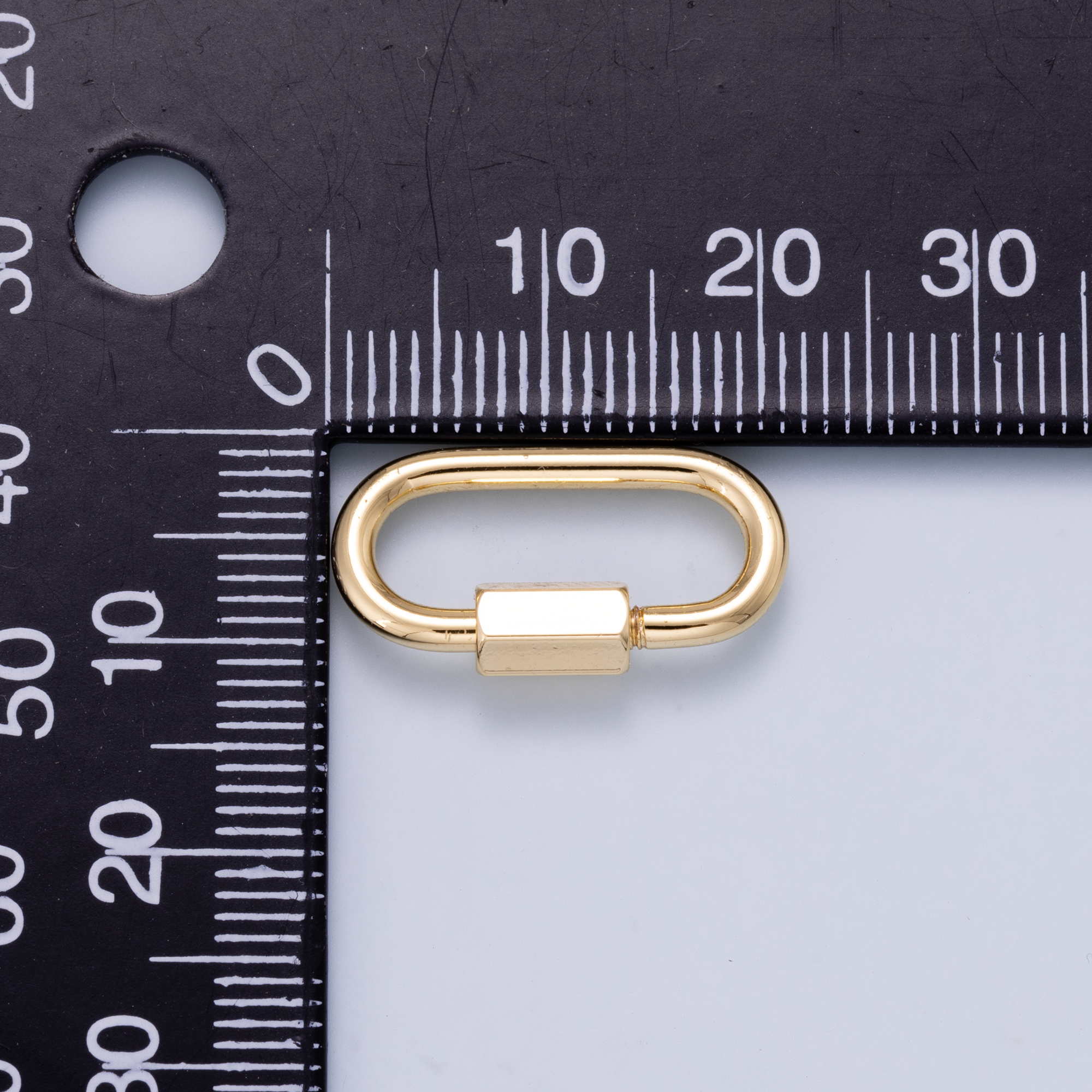 16K Gold Filled 21mm Minimalist Oval Oblong Screw Lock Carabiner | Findings-00499