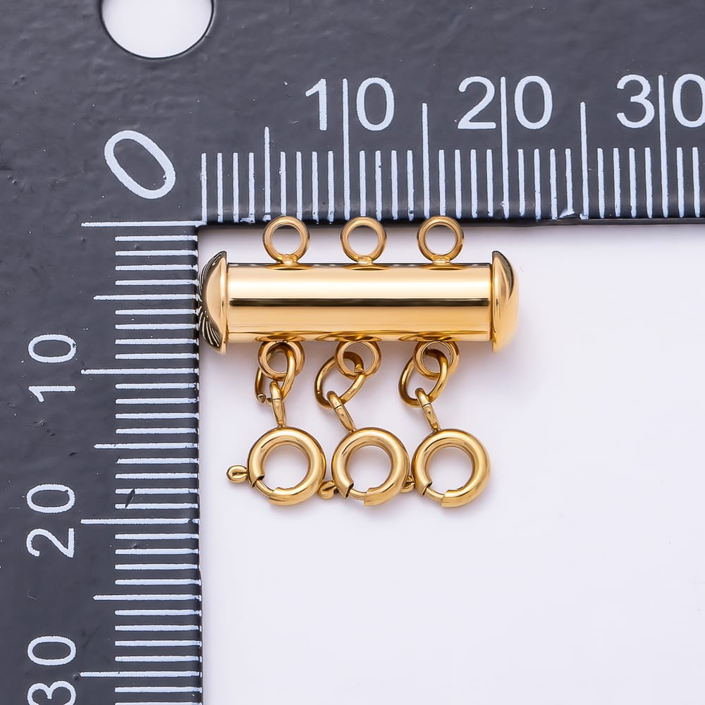 Stainless Steel 20mm 3-Strand Minimalist Round Multi Clasp Detangler Layer Necklace Closure Findings | Findings-00673