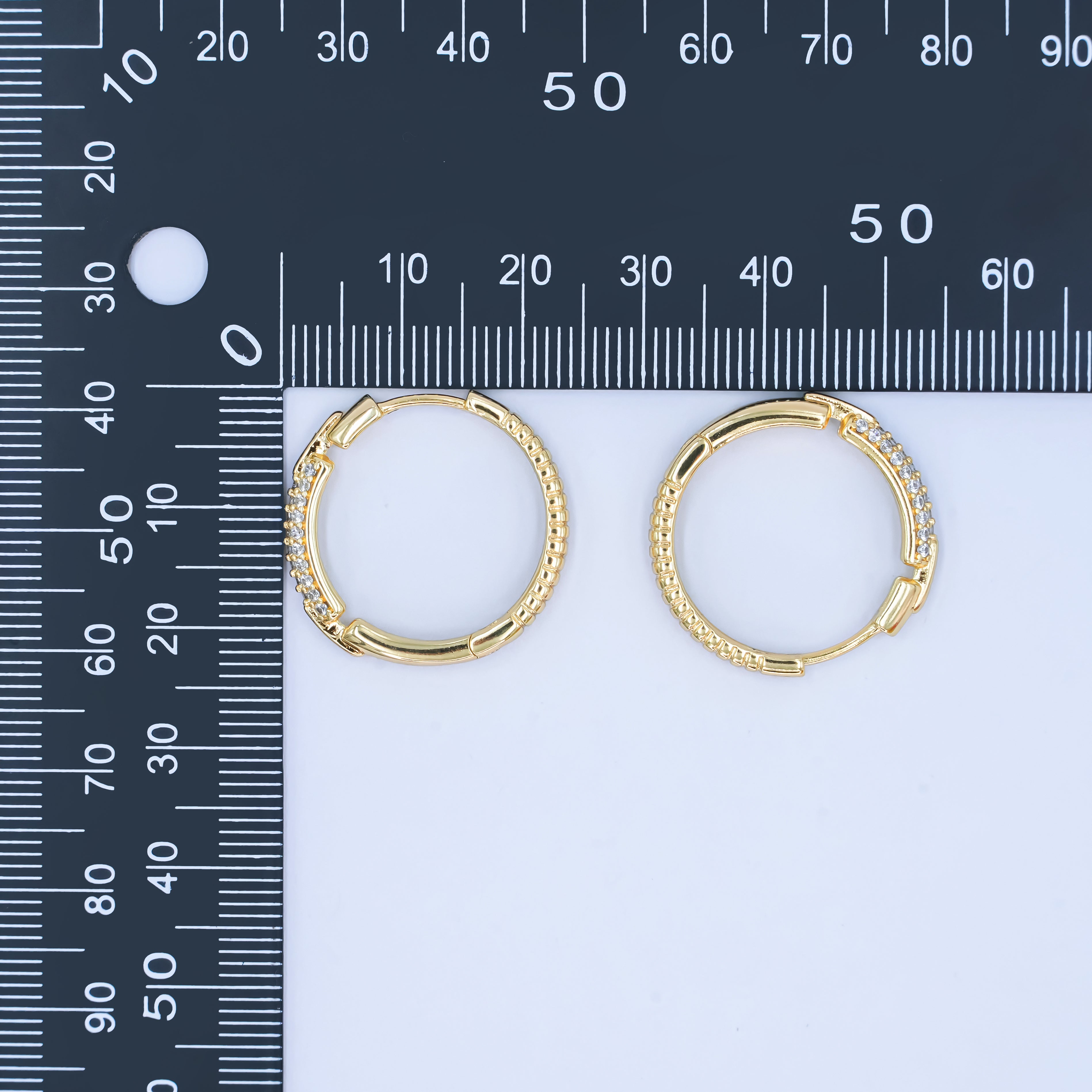 14K Gold Filled 23mm Double Micro Paved CZ Endless Hoop Earrings | AB1541