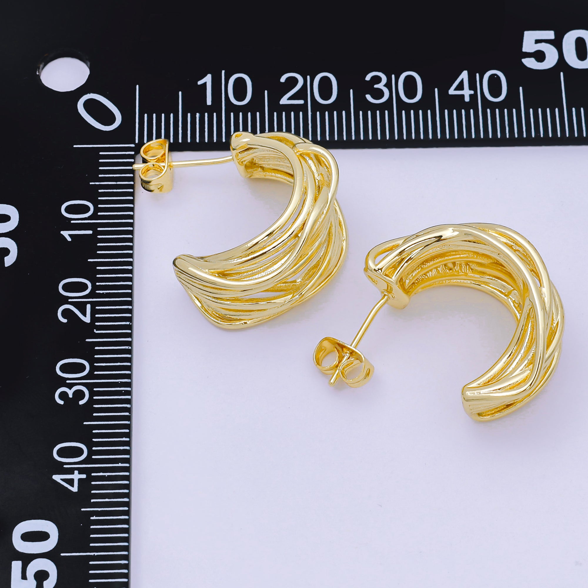 24K Gold Filled Irregular Textures Dome C-Hoop Earrings in Gold & Silver | AJ140 AJ141