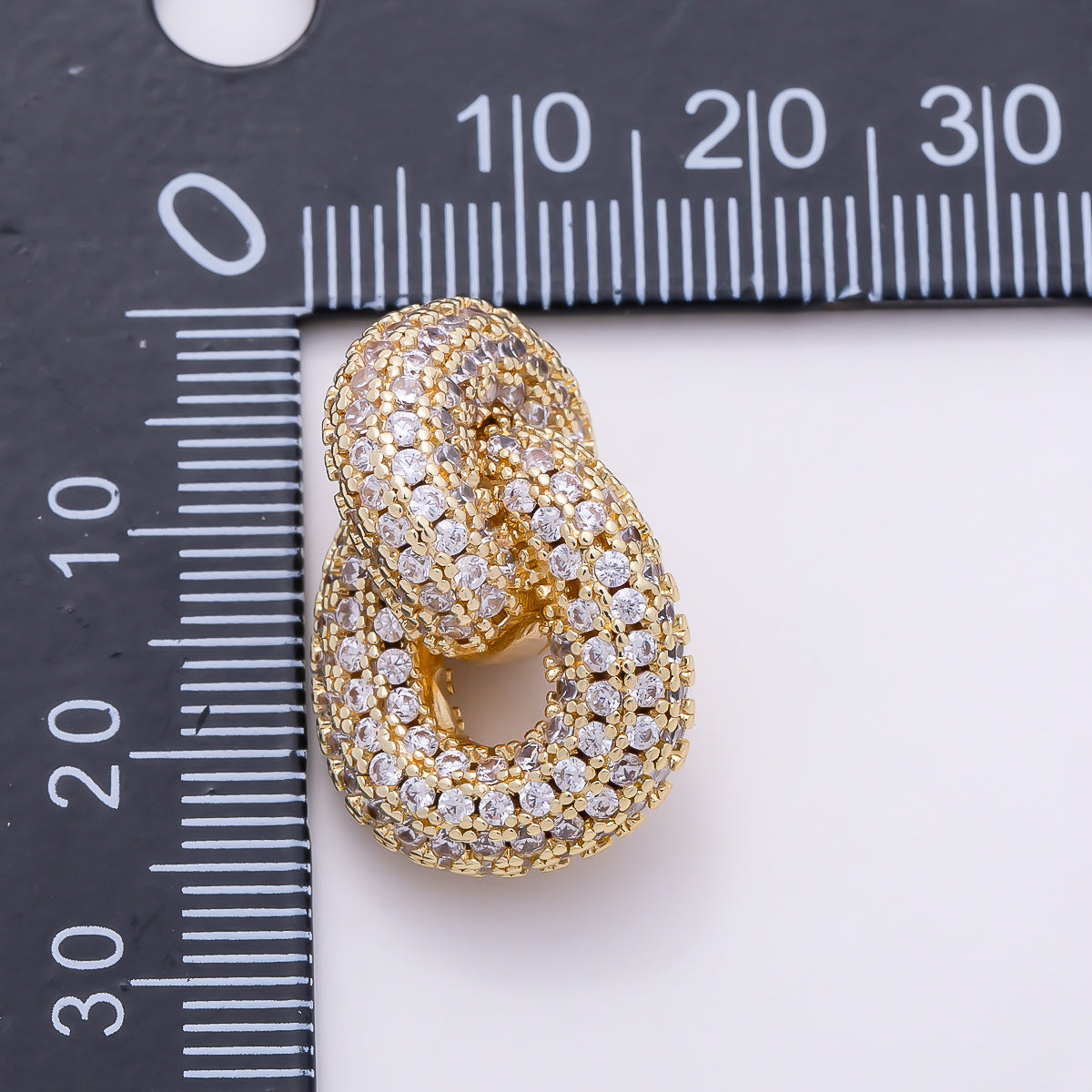 16K Gold Filled 24mm Micro Paved CZ Chunky Double Interlocking Oval Loop | Findings-00567