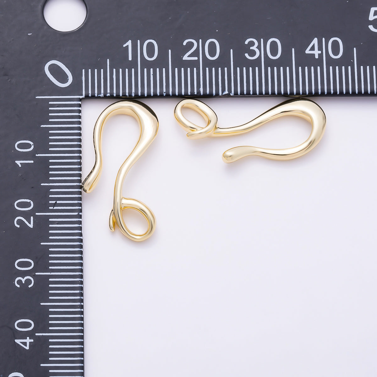 16K Gold Filled 24mm Sculptural Organic S-Hook Clasp | Findings-00557 - Findings-00558