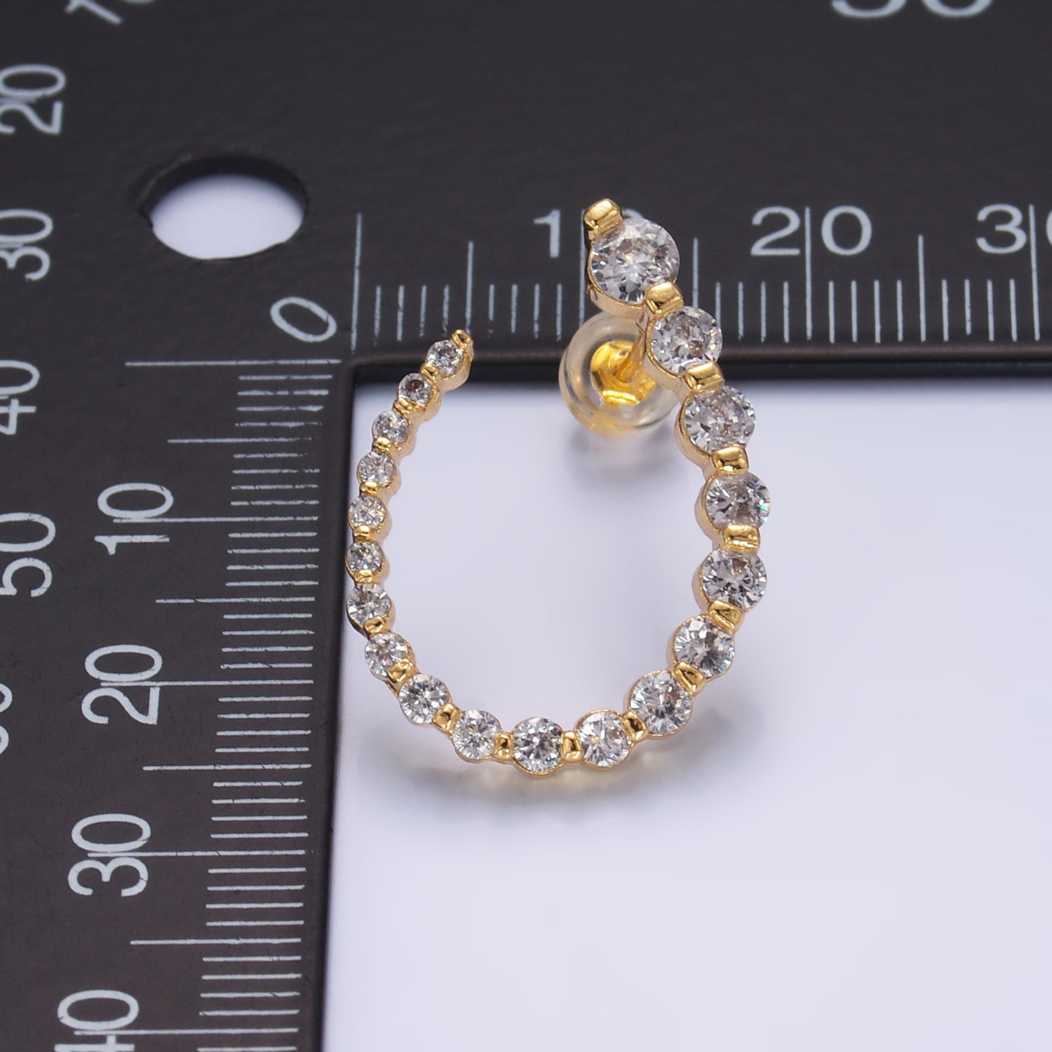 24K Gold Filled CZ Circular U-Shaped Horseshoe Earrings Set | AB873