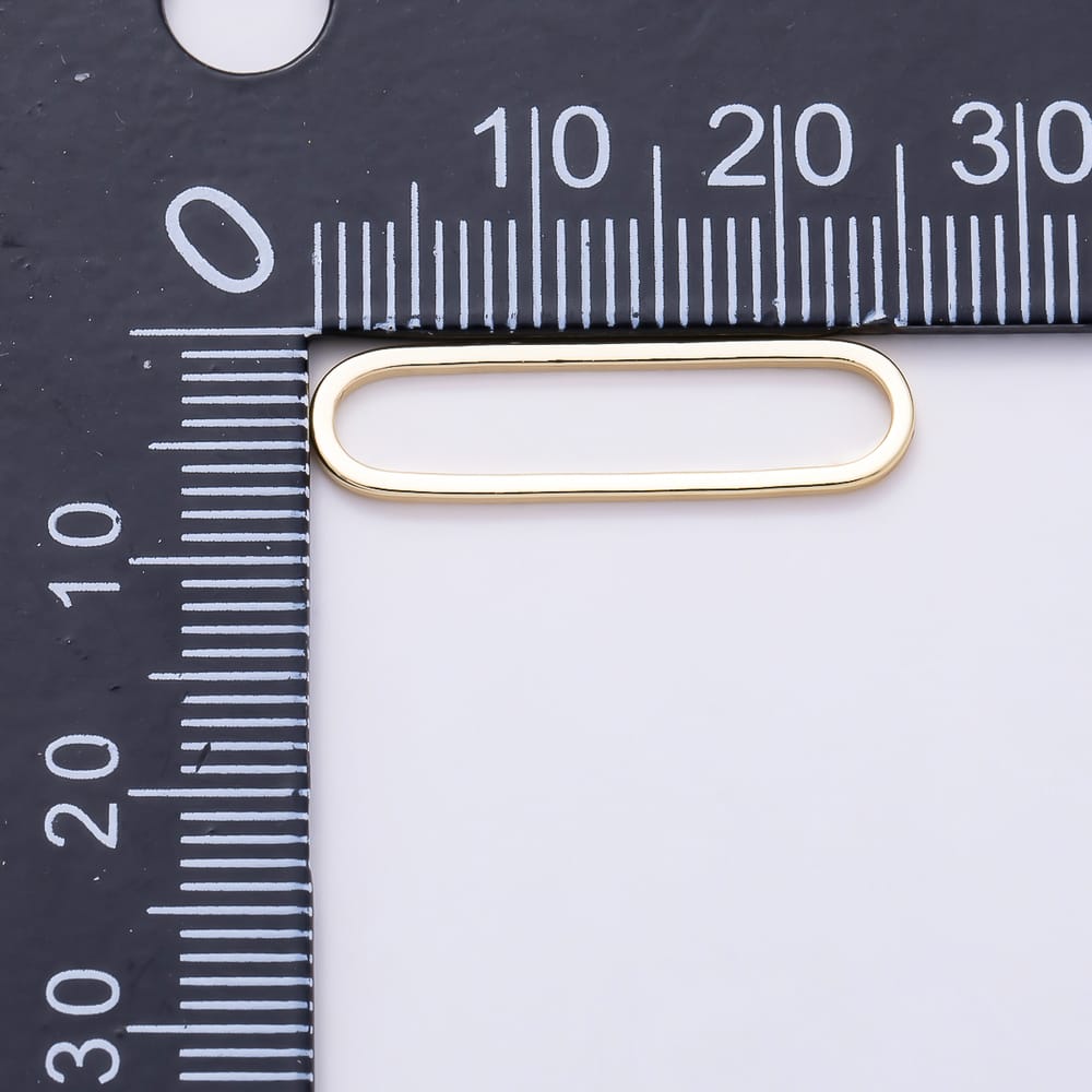 16K Gold Filled 19mm, 24.7mm, 25mm, 32.5mm, 50mm Minimalist Open Oblong Link Findings | Findings-00536