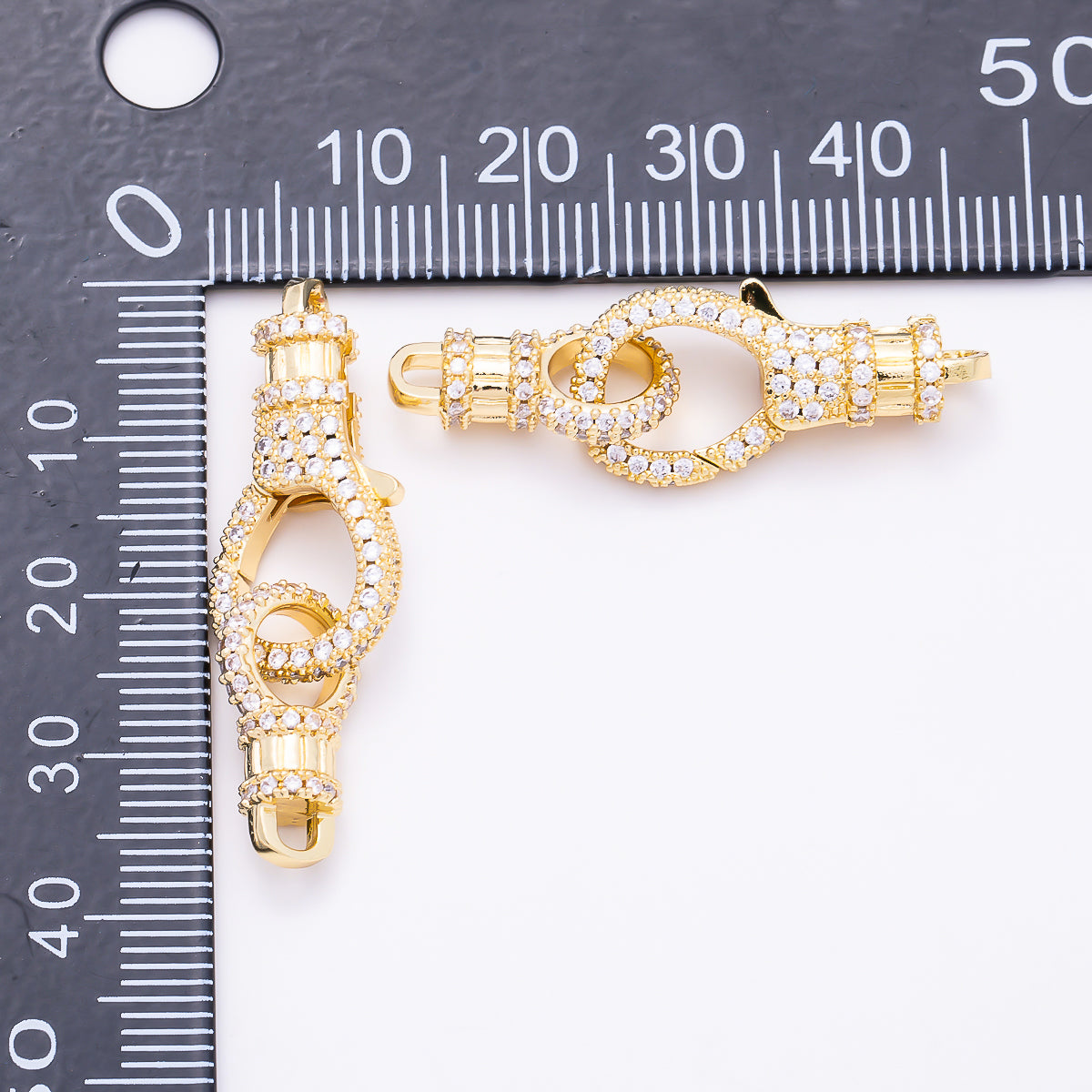 16K Gold Filled 25mm Colorful Micro Paved CZ Spring Lock Push Gate Clasp | Findings-00559 - Findings-00565