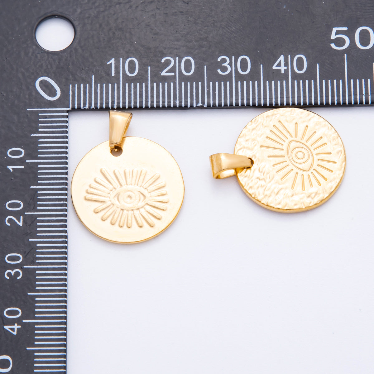 Stainless Steel 25mm Evil Eye Sunburst Round Pendant Charm | J549