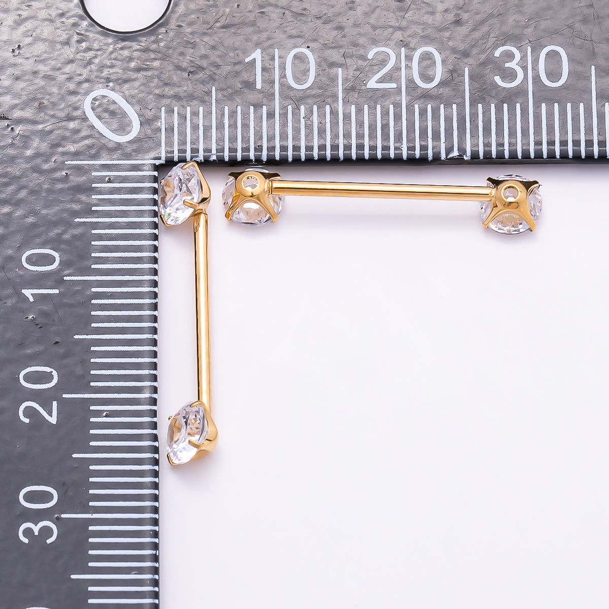 Titanium Clear CZ Round Nipple Barbell Piercing Body Jewelry in Gold & Silver | Findings-00299 Findings-00300