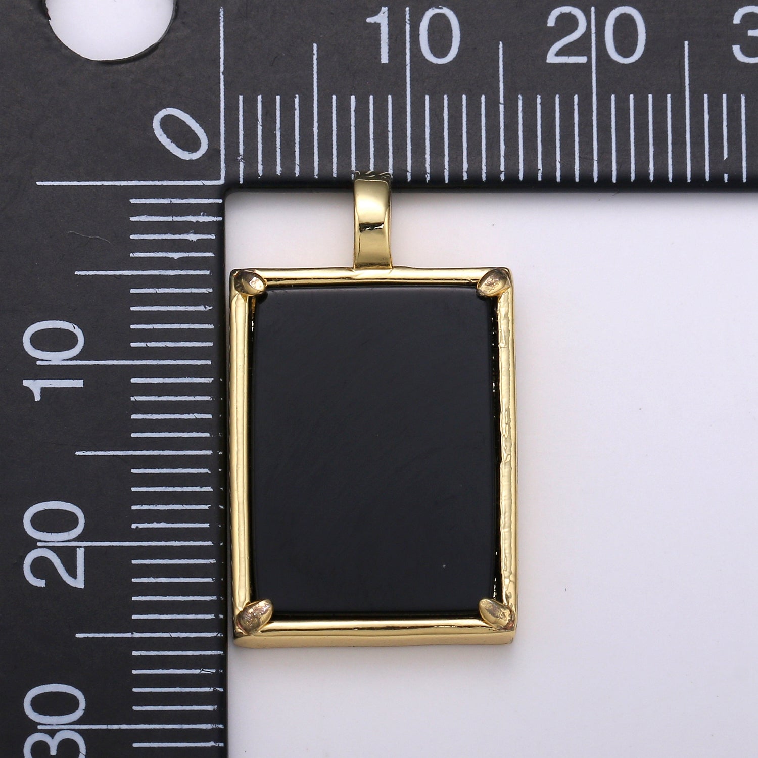 14K Gold Filled 25mm Amethyst, Aquamarine, Onyx, Rose Quartz, Lapis Lazuli, Tiger Eye Gemstone Rectangle Bezel Pendant | I785 - I790