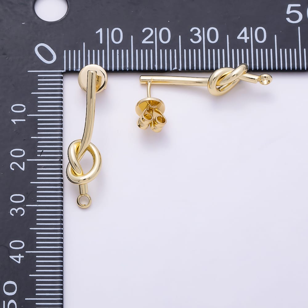 16K Gold Filled 27mm Knot Knot Loop Drop Stud Earring Findings in Gold & Silver | Findings-00623 Findings-00624