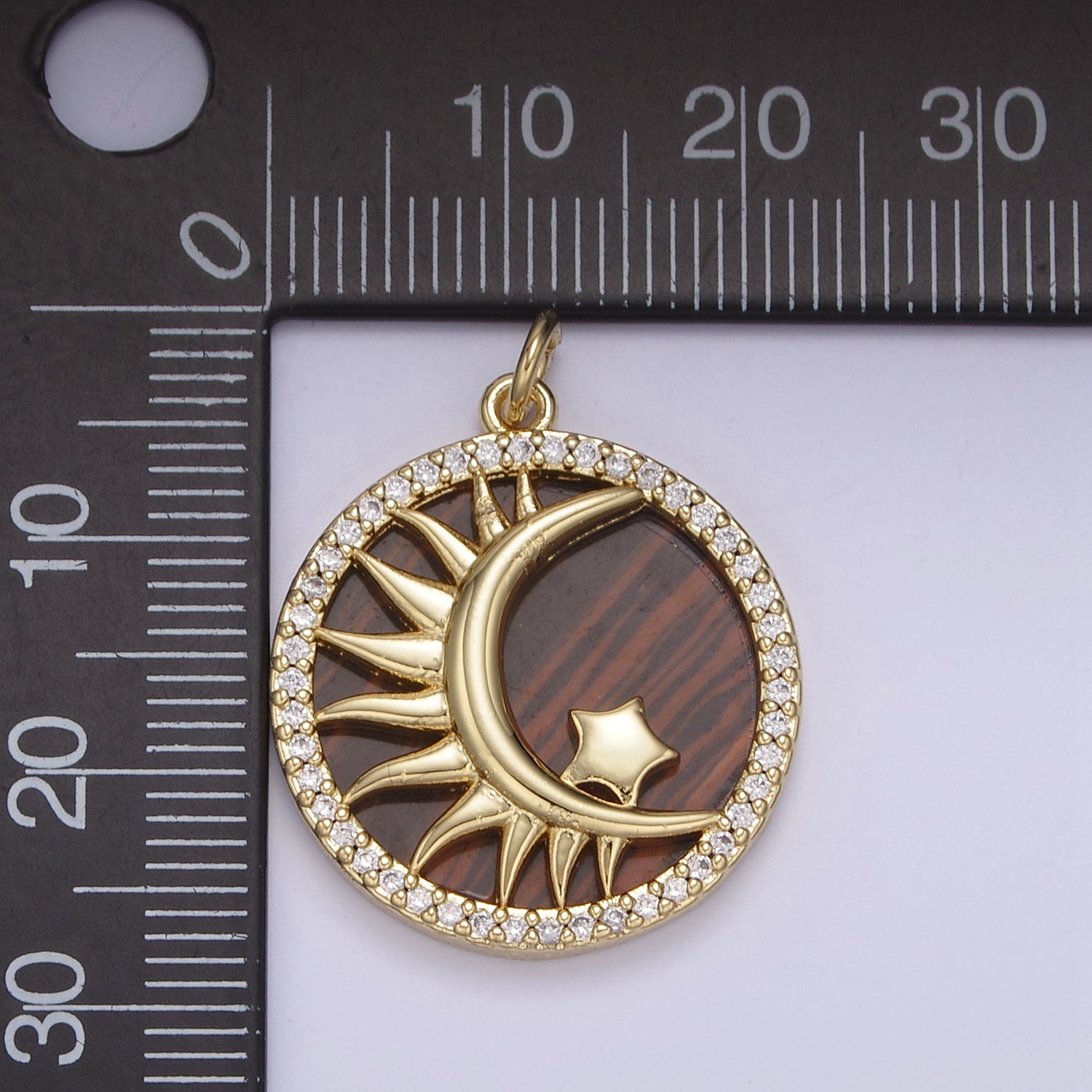 14k gold filled tiger eye charm pendant crescent moon star charm for celestial necklace bracelet jewelry making n-700