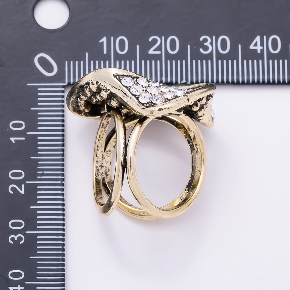 Vintage Gold 30mm Rhinestone Micro Paved Band Interlock Twist Triangle Stopper Buckle Scarf Slide | Findings-00179