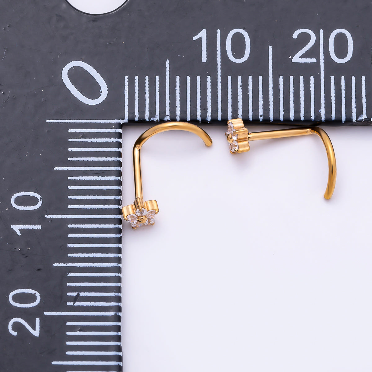 Titanium 3mm Clear CZ Flower Cartilage Nose Single Piercing Stud in Gold & Silver | Findings-00454 Findings-00455