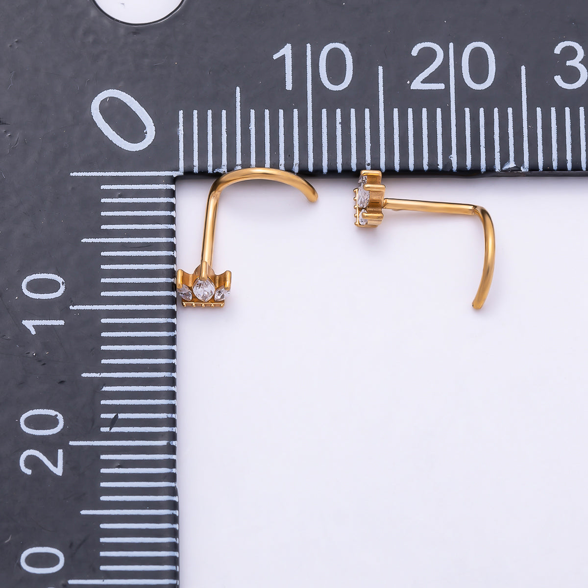 Titanium 3mm Triple Marquise CZ Cartilage Nose Single Piercing Stud in Gold & Silver | Findings-00438 Findings-00439