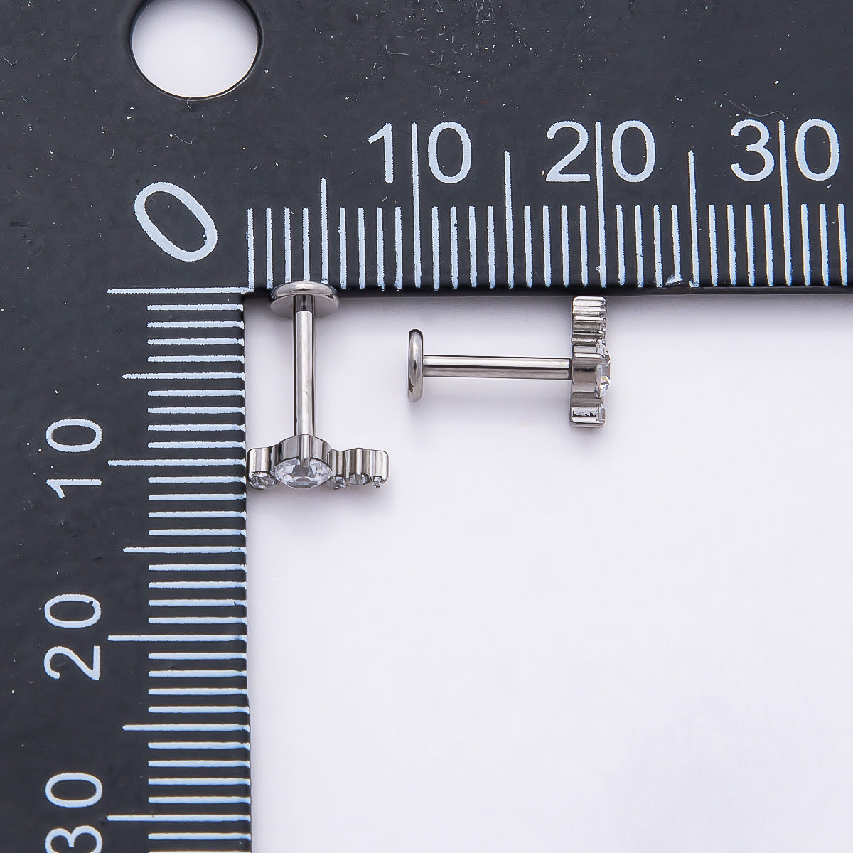 Titanium 4mm Clear CZ Cluster Cartilage Piercing Flat Back Stud in Gold & Silver | Findings-00375 Findings-00376