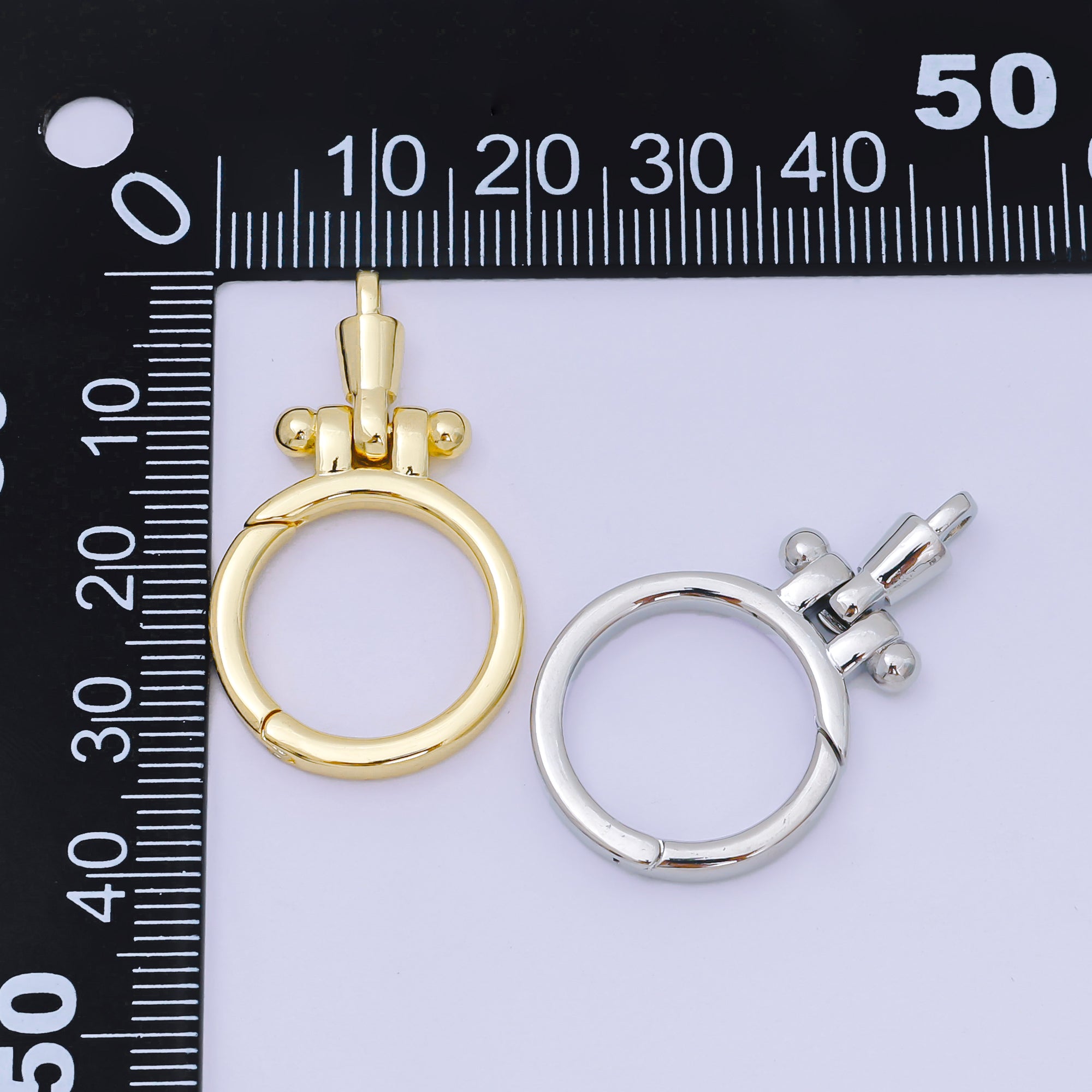 24K Gold Filled Round Push Gate Oblong Link Closure Finding in Gold & Silver | Z-1317