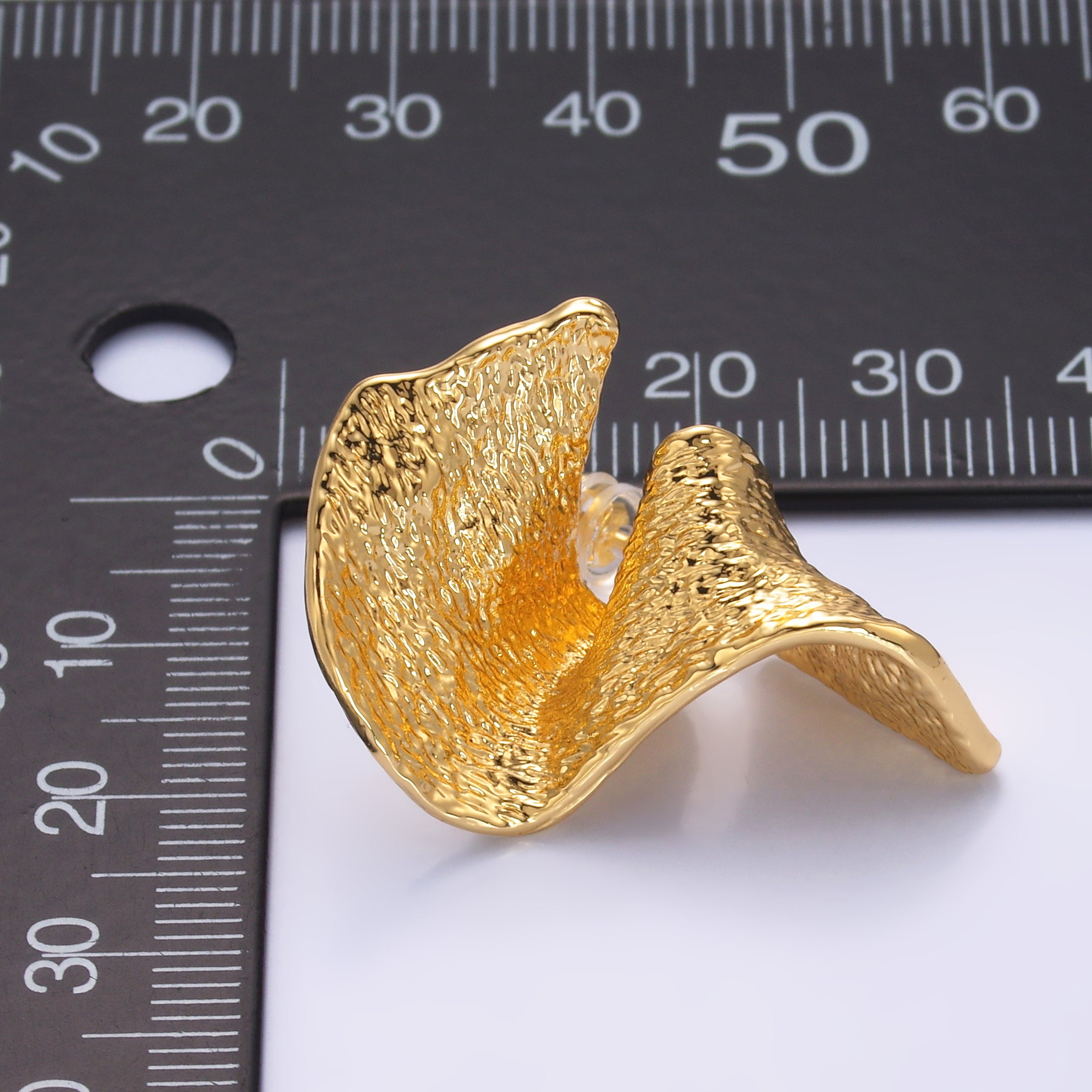 24K Gold Filled Geometric Hammered Foil Stud Earrings | AD569